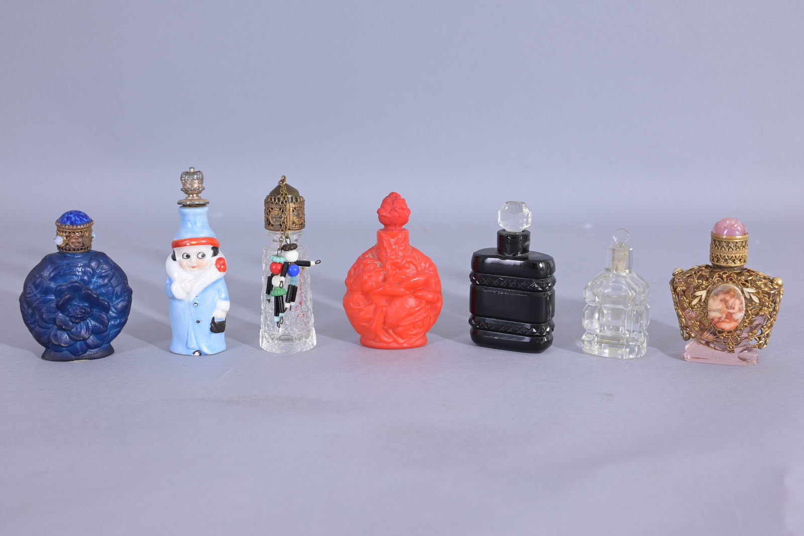 (7) Mini Czech Glass Perfume Bottles (1 of 3)
