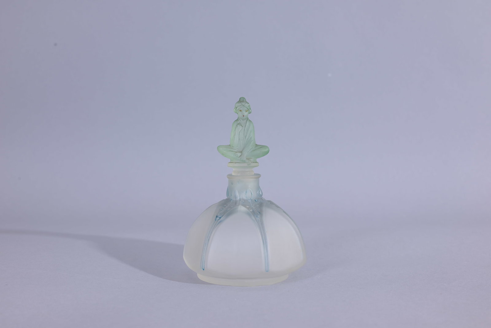 Julien Viard, 1920, Green Stopper of Seated Woman: Julien Viard, 1920, Green stopper of seated Oriental woman and base. (Julien Viard - 1001) Provenance: single owner lifetime collection from Jacksonville, FL - Entire collection has been donated to St