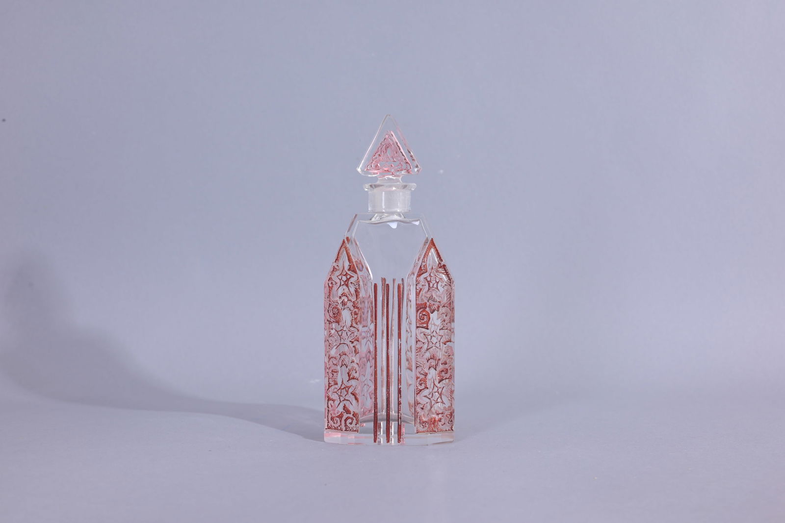 Vintage Clear Glass with Red Inlay Perfume Bottle (1 of 7)