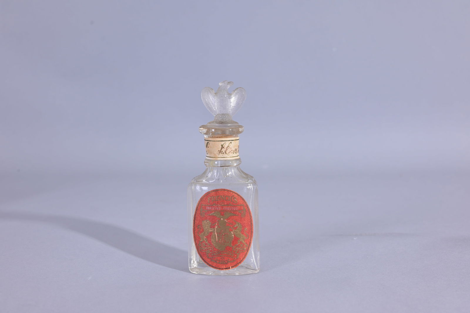 Vintage French's Trailing Arbutus Perfume Bottle: Vintage French's Trailing Arbutus Perfume Bottle (Misc - 1231) Provenance: single owner lifetime collection from Jacksonville, FL - Entire collection has been donated to St. Elizabeth Ann Seton Cathol