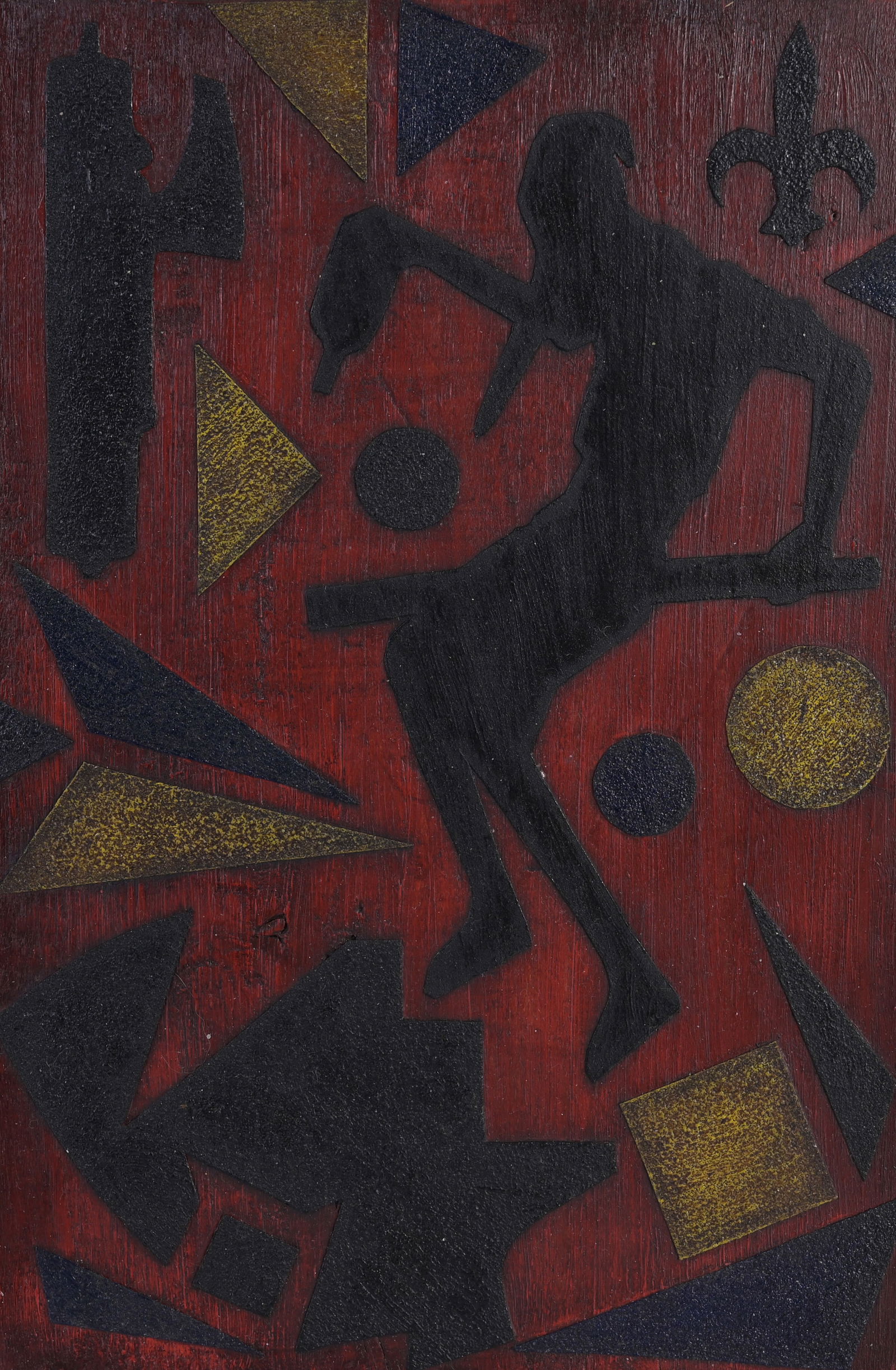 Italian 1920's Futurist Florentine Fascist Collage: Italian 1920's Futurist Florentine Fascist Collage Composition, Oil and Cloth on Wood Panel, Size: 10.5 x 7 in. Unframed.