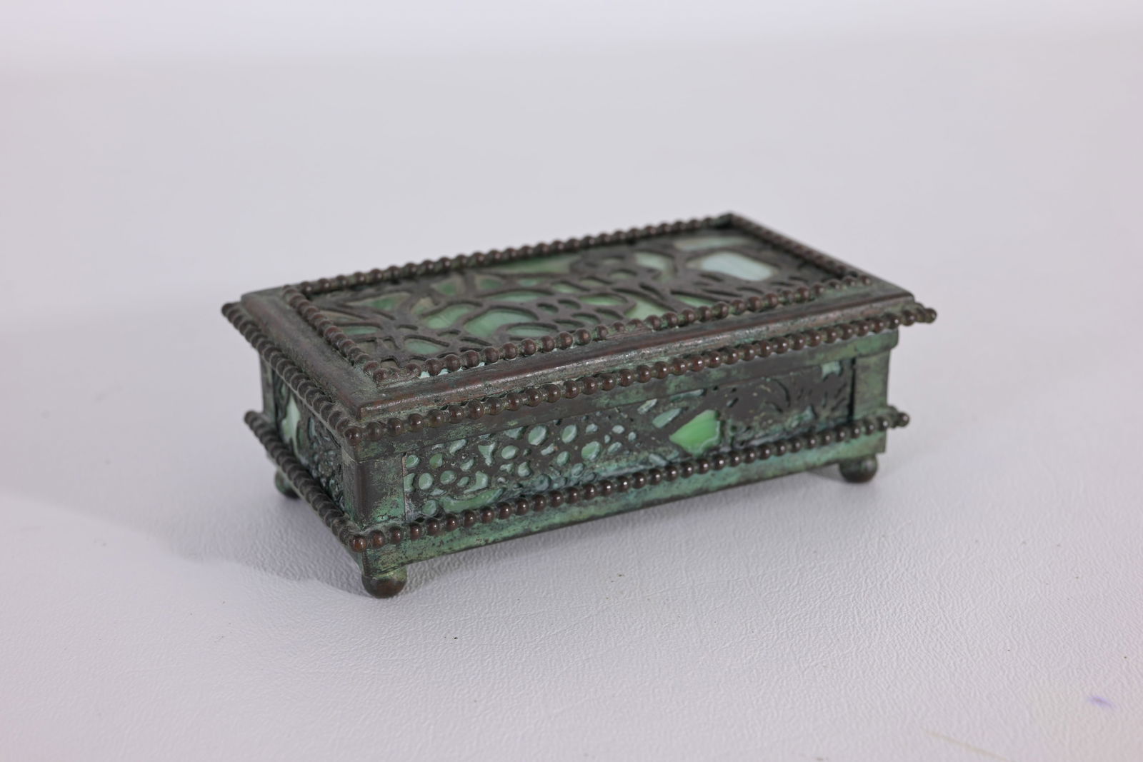 Riviere Studios Bronze Overlay Stamp Box c1910 (1 of 7)