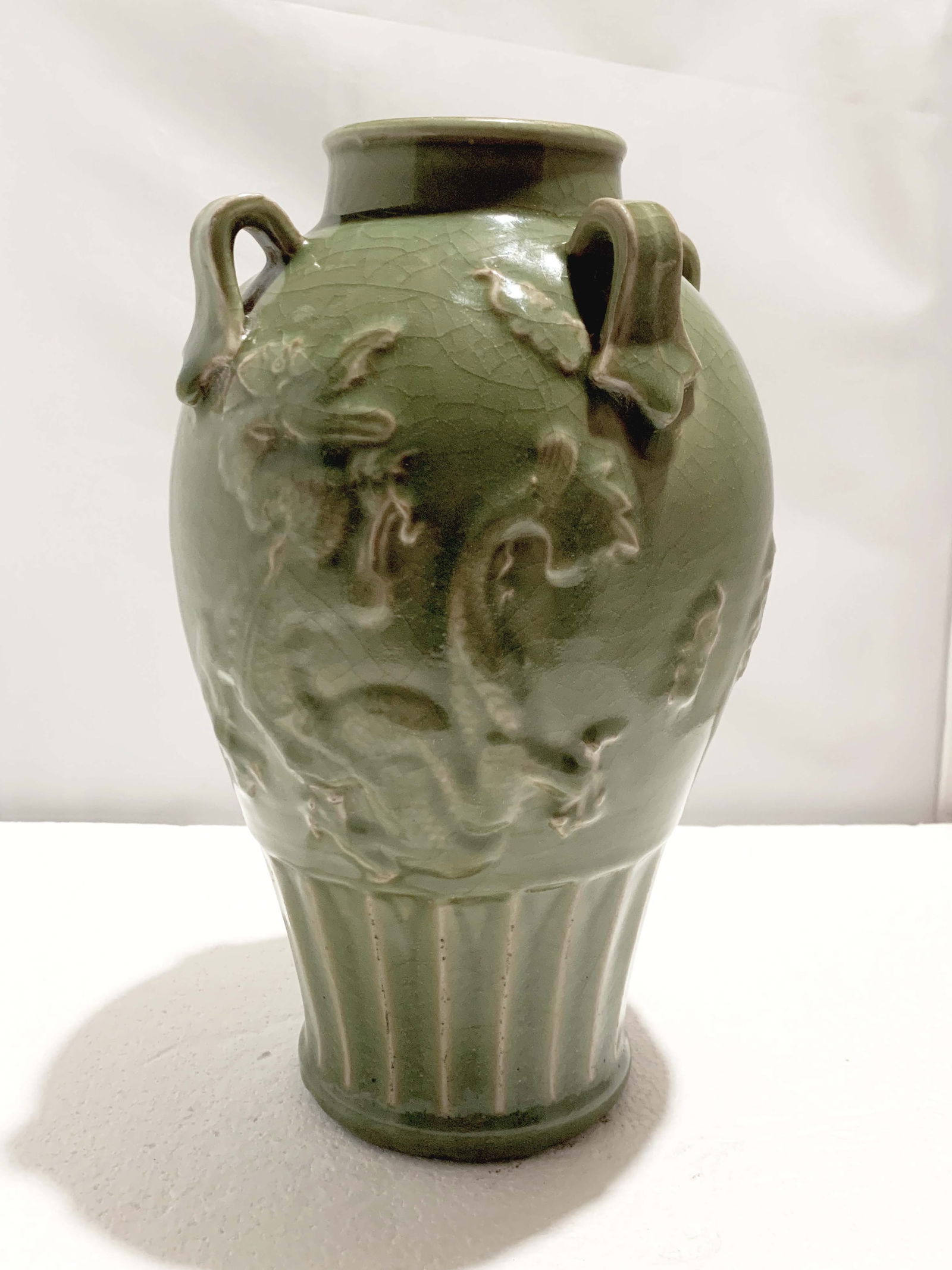 Chinese Yuan Style Longquan Celadon Handled Vase (1 of 18)