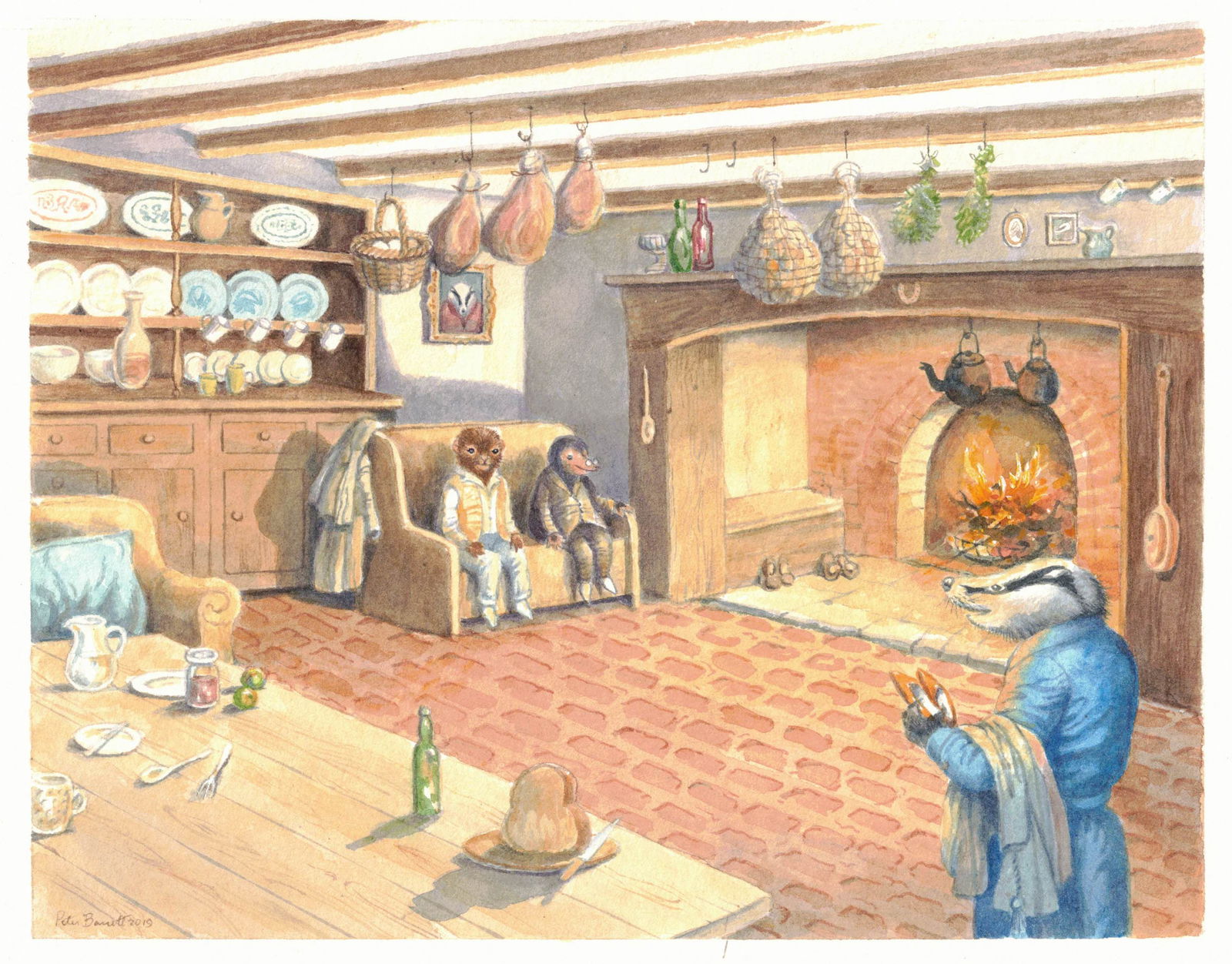 Peter Barrett (B. 1935) "Ratty with Mole & Badger" (1 of 2)