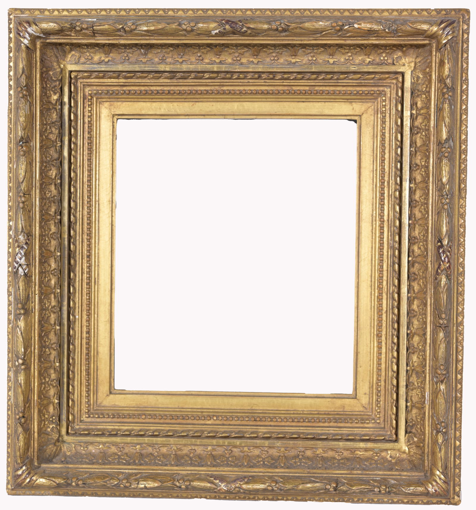 American 1870's Gilt/Wood Frame - 9 x 8: American 1870's Gilt/Wood Frame. Retail Gallery Price: $ 36,400 Rabbet Size: 9 x 8 in. Sight Size: 8 3/8 x 7 3/8 in. Overall Framed Size: 15 x 14 in. (06-013) Provenance: The Historic Period Frame Col