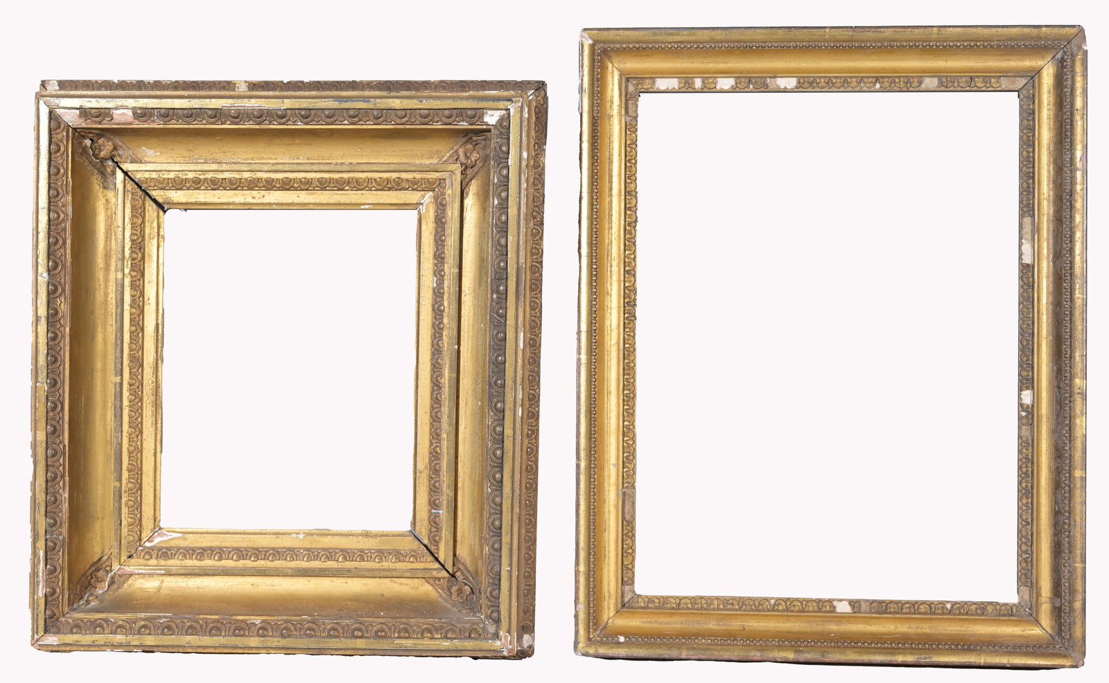 (2) American 1800s Gilt Frames: American 1870 American 1830 Retail Gallery Prices: $ 29,900 / 31,200 Rabbet Sizes: 10.5 x 8.5 / 15.5 x 11.5 in. Sight Sizes: 9 5/8 x 7 5/8 / 15.25 x 11.25 in. Overall Framed Sizes: 17 x 15 / 19 x 15 i