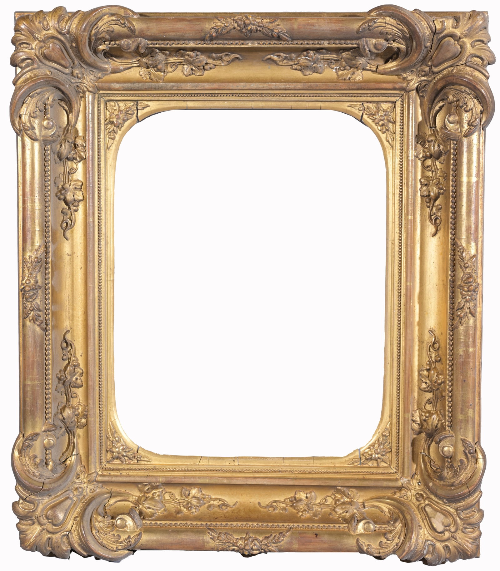 Austrian 1870's Gilt/Wood Frame - 17 x 13.5: Austrian 1870's Gilt/Wood Frame. Rabbet Size: 17 x 13.5 in. Sight Size: 15 1/8 x 12 in. Overall Framed Size: 24 x 21 in. (96-050) Provenance: The Historic Period Frame Collection from the Gallery of E