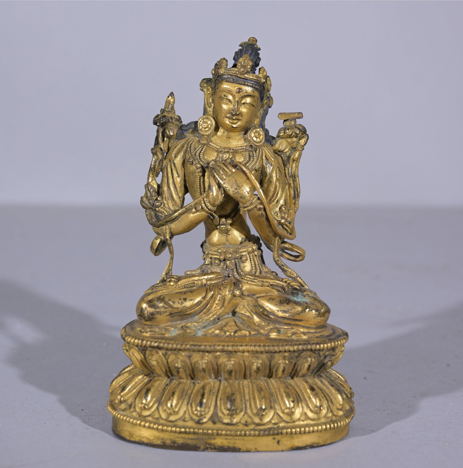 Antique Gilt Bronze Bodhisattva Sculpture: Antique Gilt Bronze Bodhisattva Sculpture Height: 6 in.