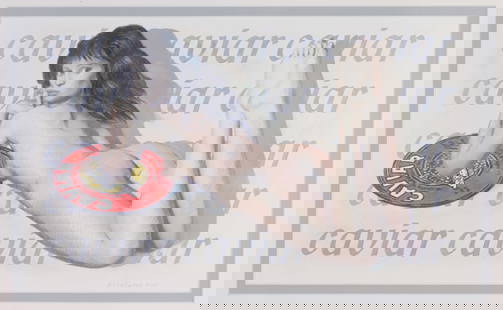 Alexander Kosolapov (B. 1943): Alexander Kosolapov (Russian, B. 1943) "Caviar" Signed and dated (2000) lower right. Colored Pencil and Gouache. Having copy of original invoice from 2001 from Sloane Gallery of Art. Sight Size: 8.75