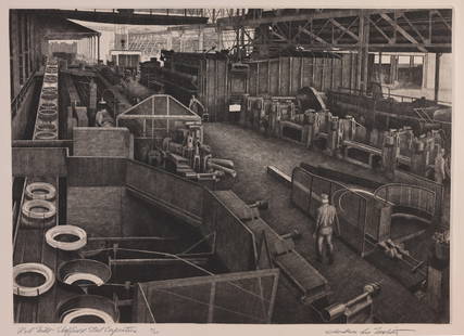 Jackson Lee Nesbitt (1913 - 2008): Jackson Lee Nesbitt (American, 1913-2008) "Rod Mill - Sheffield Steel Corporation" - Etching Pencil signed, titled, and numbered (41/60) lower margin. Having watermark. Image Size: 10 x 14 in. Sheet S