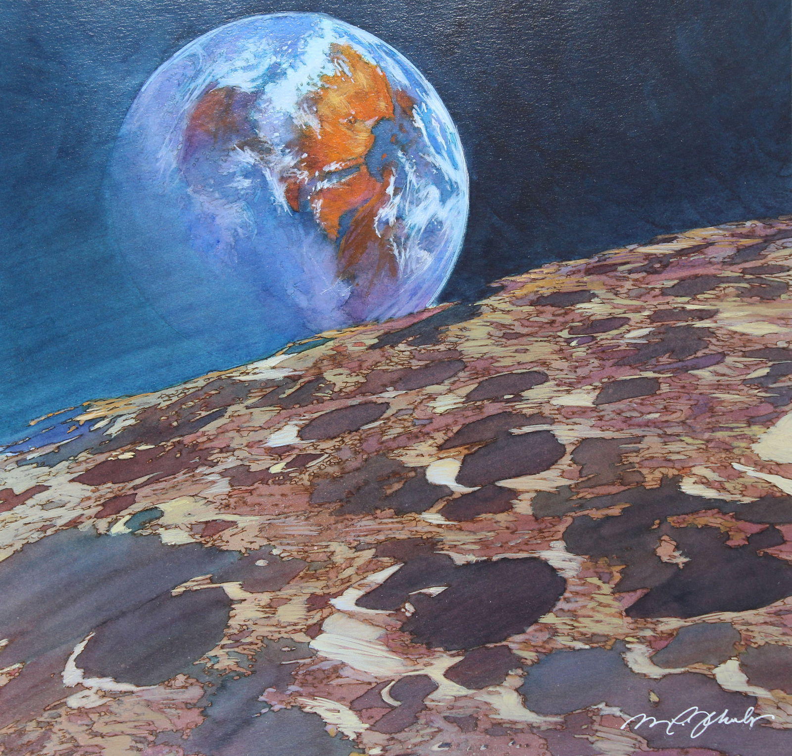 Mark Schuler (B. 1951) View of Earth from Moon (1 of 4)
