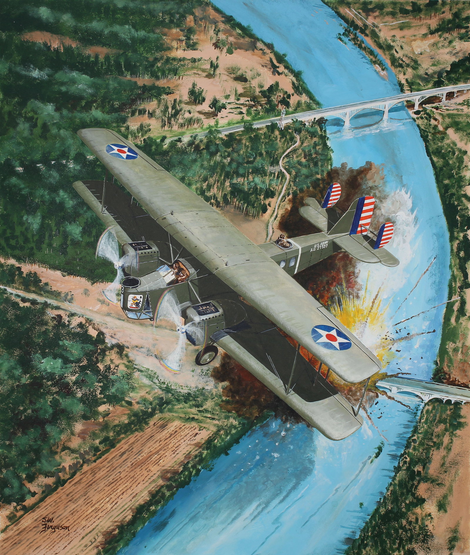 Steve Ferguson (B. 1946) "LB-5 Pirate": Steve Ferguson (American, B. 1946) "LB-5 Pirate" Signed lower left. Original Acrylic painting on Illustration Board. Provenance: Collection of James A. Helzer (1946-2008), Founder of Unicover Corporat