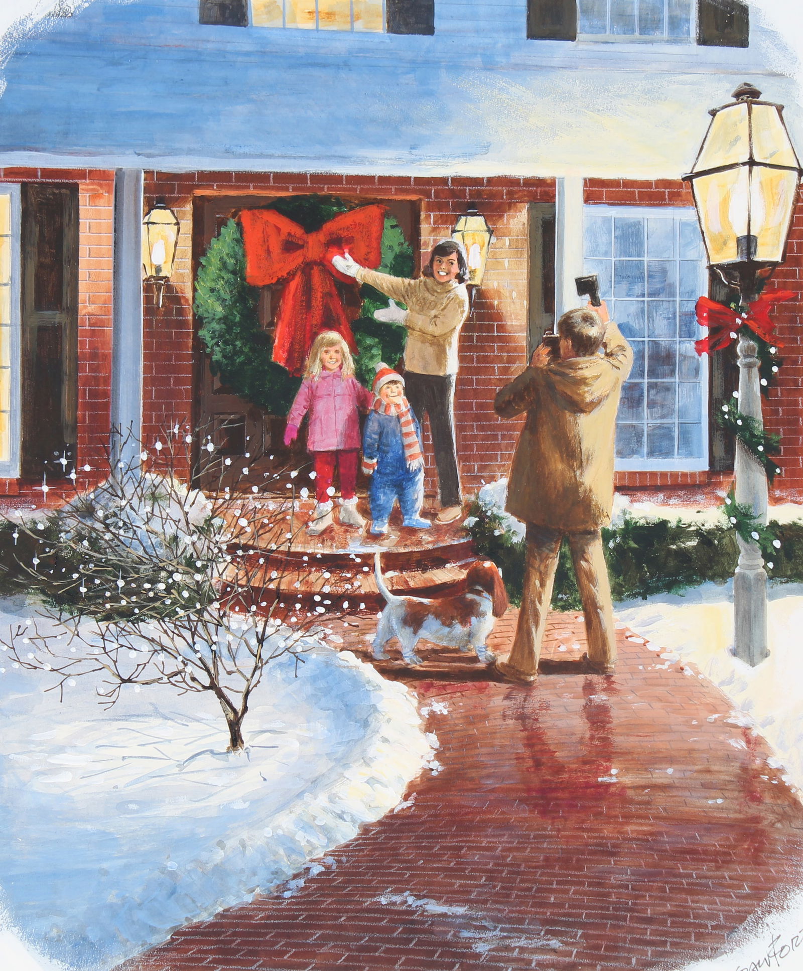 Mel Crawford (B. 1925) "Christmas Wreath" Original (1 of 5)