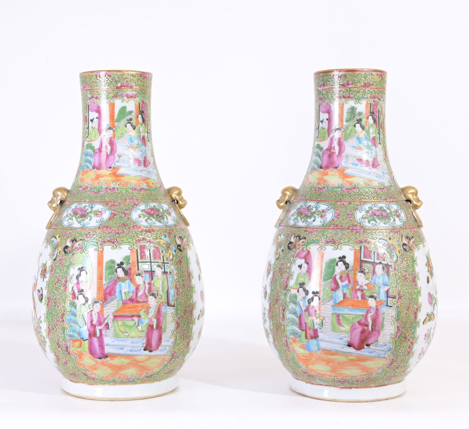 Early Antique Chinese Rose Medallion Vases (1 of 12)