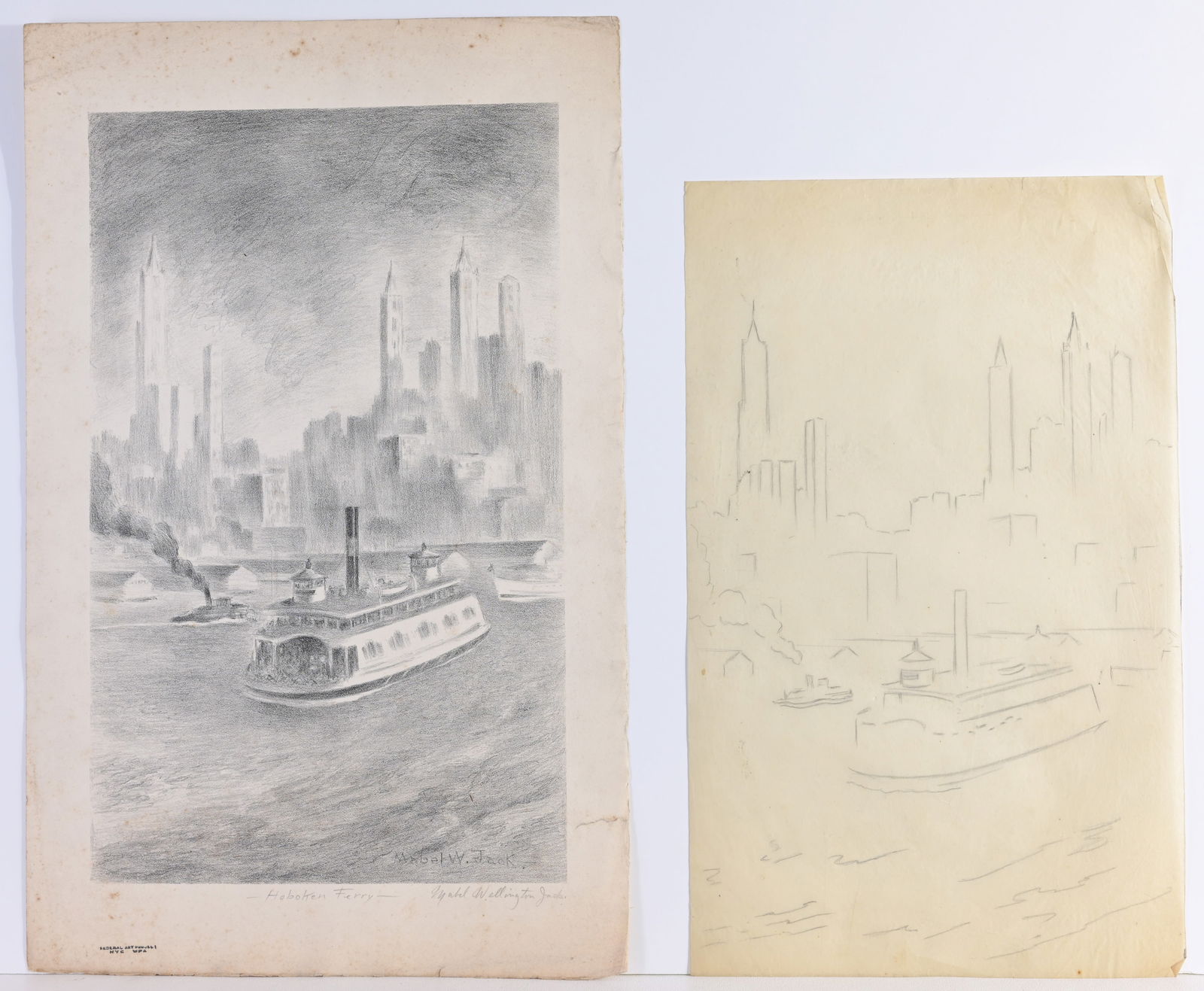 Mabel W Jack (1899-1975) WPA Lithograph & Sketch (1 of 7)