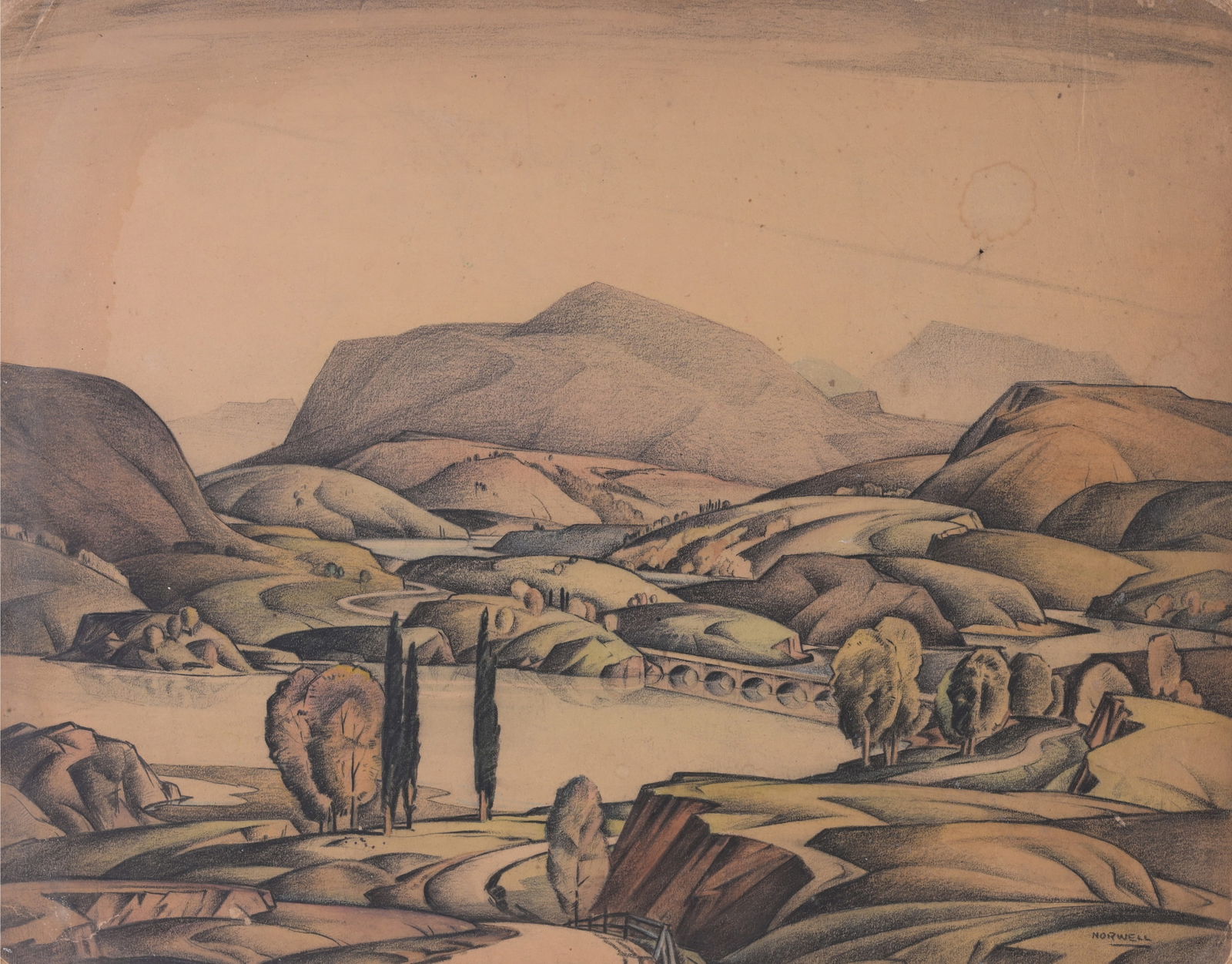 Graham Noble Norwell (1901 - 1967) WPA Landscape (1 of 4)