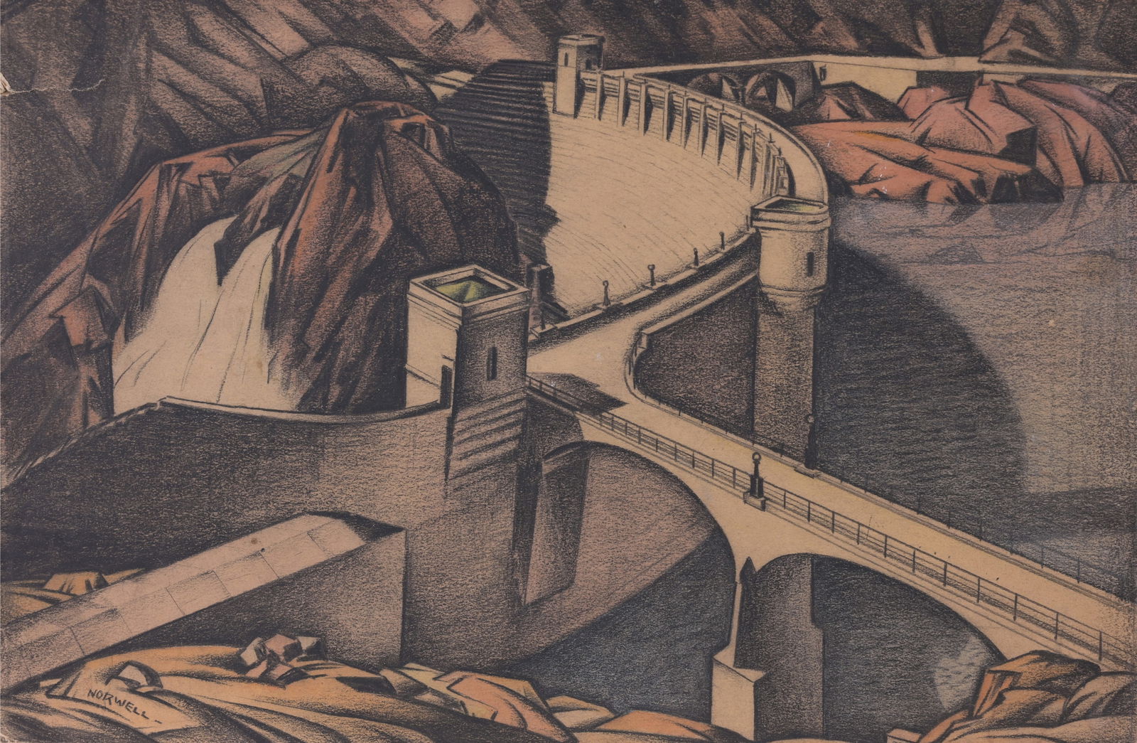 Graham Noble Norwell (1901 - 1967) WPA Landscape (1 of 3)