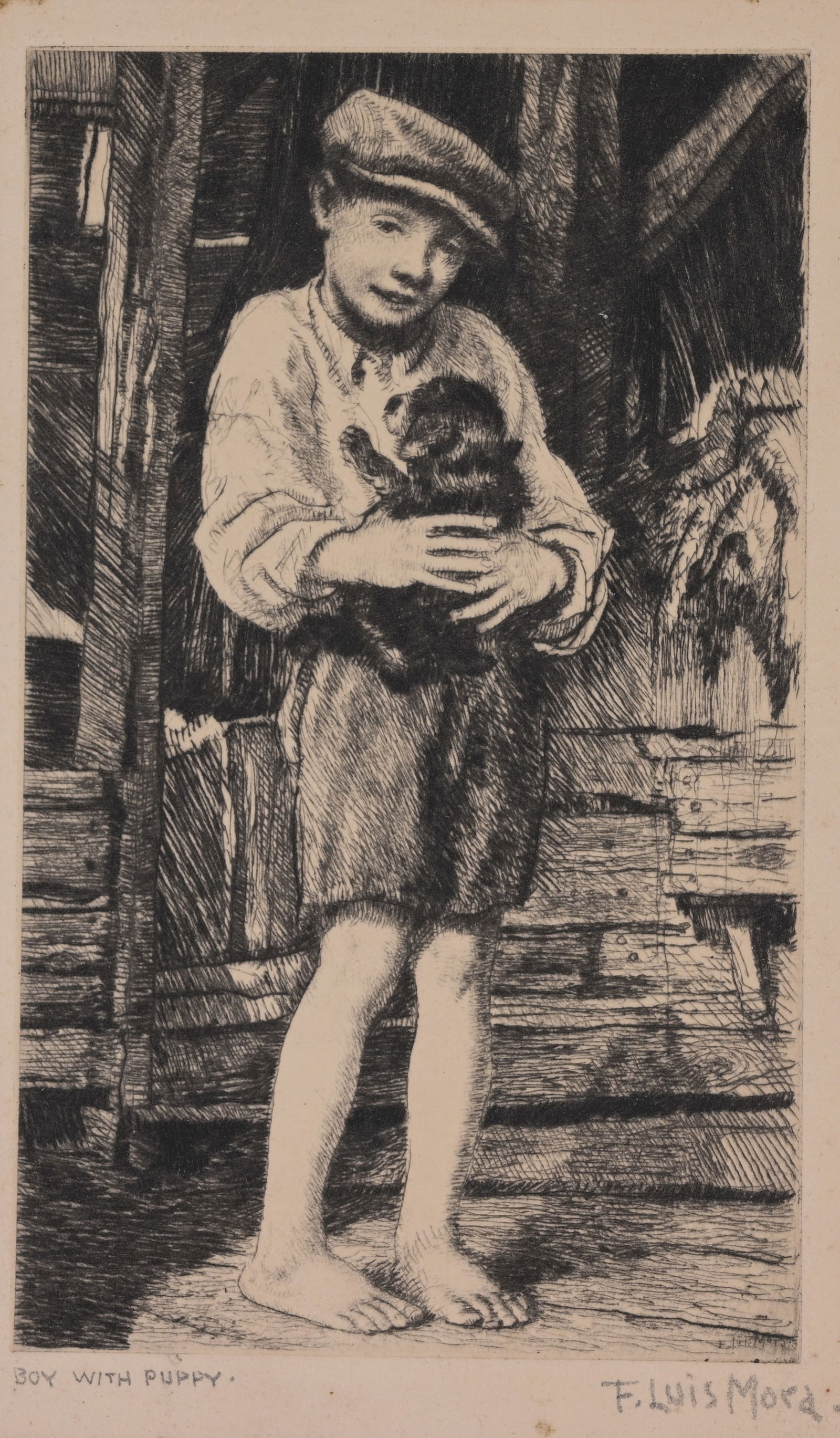 Francis Luis Mora (1874 - 1940) "Boy with Puppy" (1 of 3)