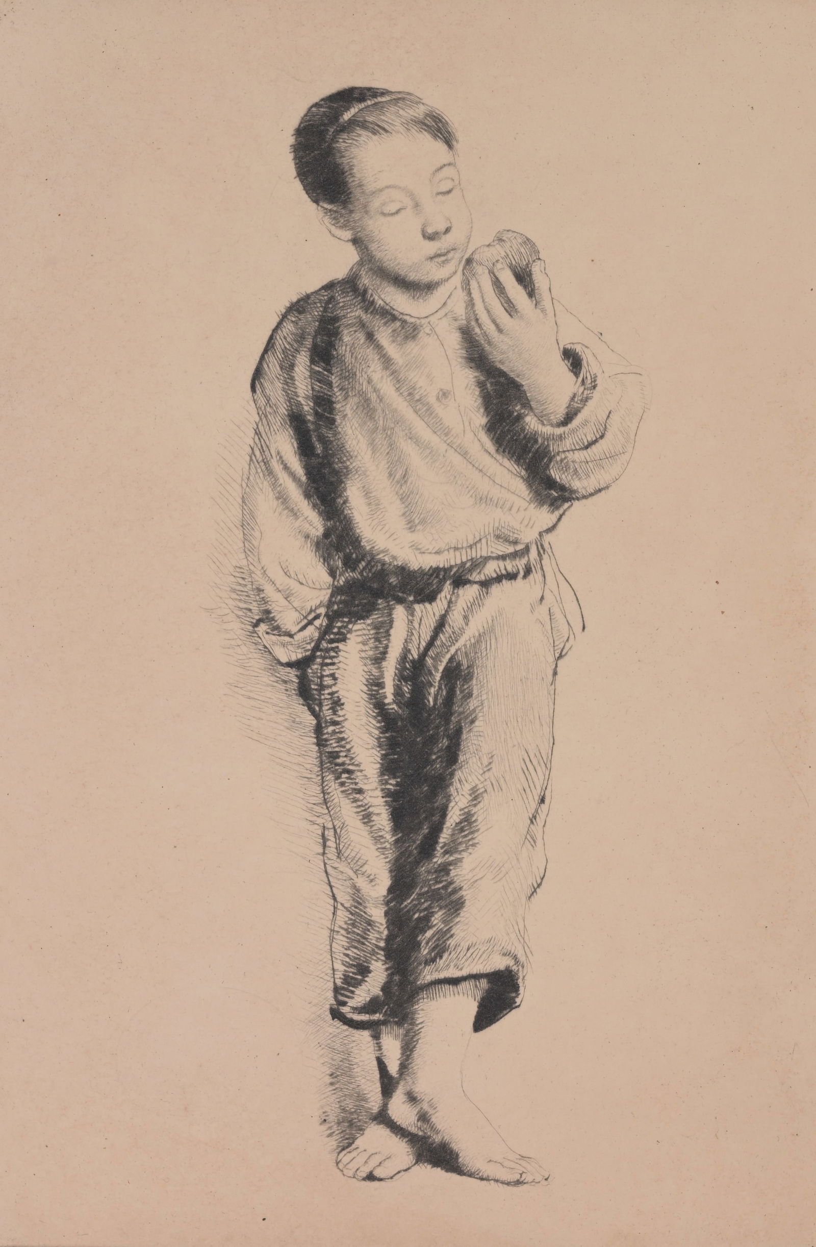 Francis Luis Mora (1874 - 1940) "Boy with Apple" (1 of 3)