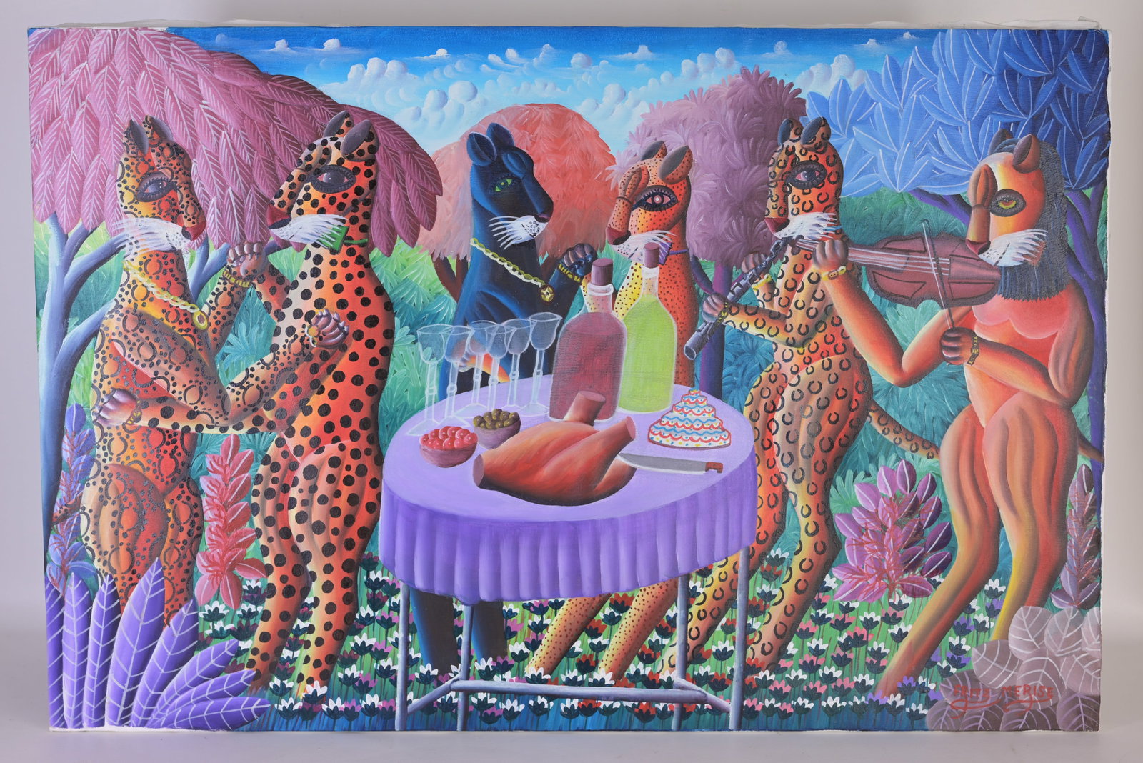 Fritz Merise (Haiti, B. 1949): Fritz Merise (Haiti, B. 1949) Oil on Canvas. Signed lower right. Size: 24 x 36 in. Unframed.