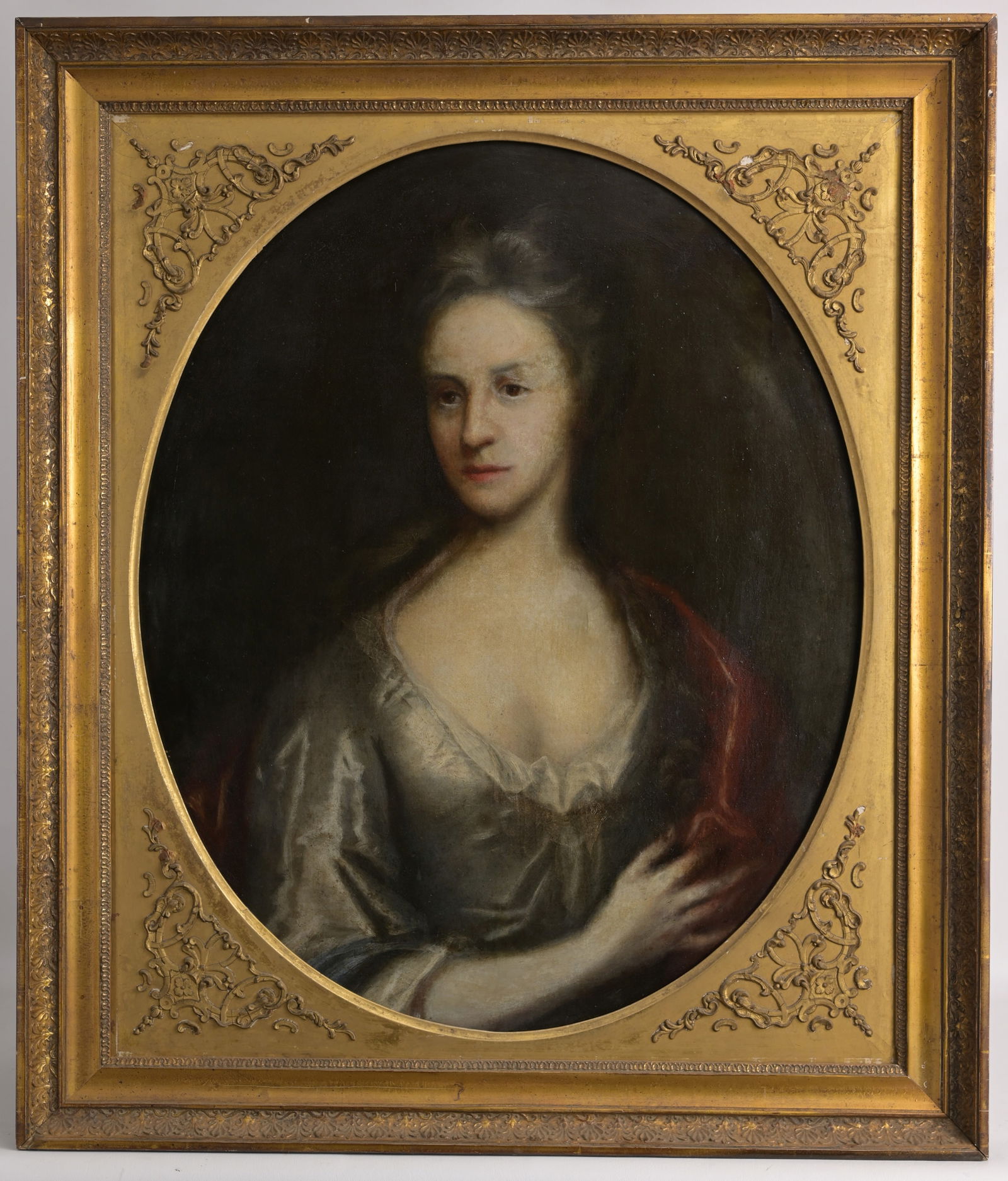 19th C. European School Portrait of a Woman: 19th C. European School oil on canvas portrait of a woman. Oil on canvas. Appears to be unsigned, has not been examined out of the frame. Sight Size: 30 x 25 in. Overall Framed Size: 34.5 x 30 in.