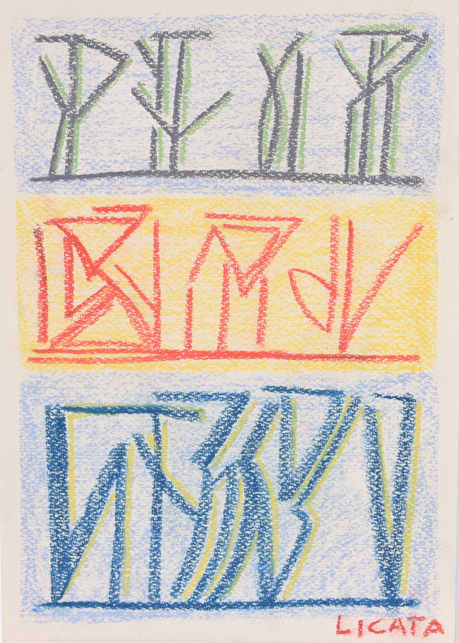 Riccardo Licata (Italian, 1929-2014): Riccardo Licata (Italian, 1929-2014) Pastel on Paper. Signed lower right. Image Size: 13.25 x 9.5 in. Matting Size: 17.5 x 14 in. Unframed.