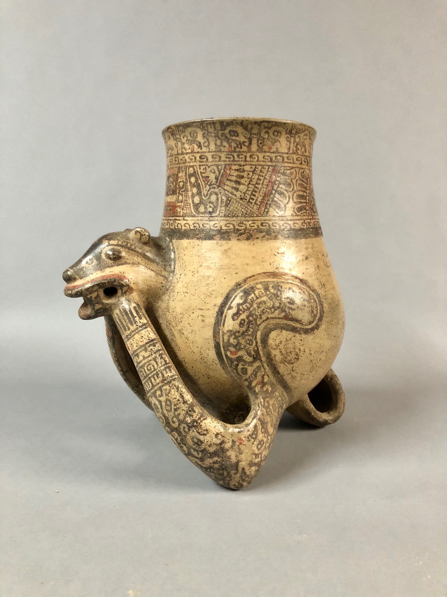 Polychrome Pottery Jaguar Effigy Vessel (1 of 13)