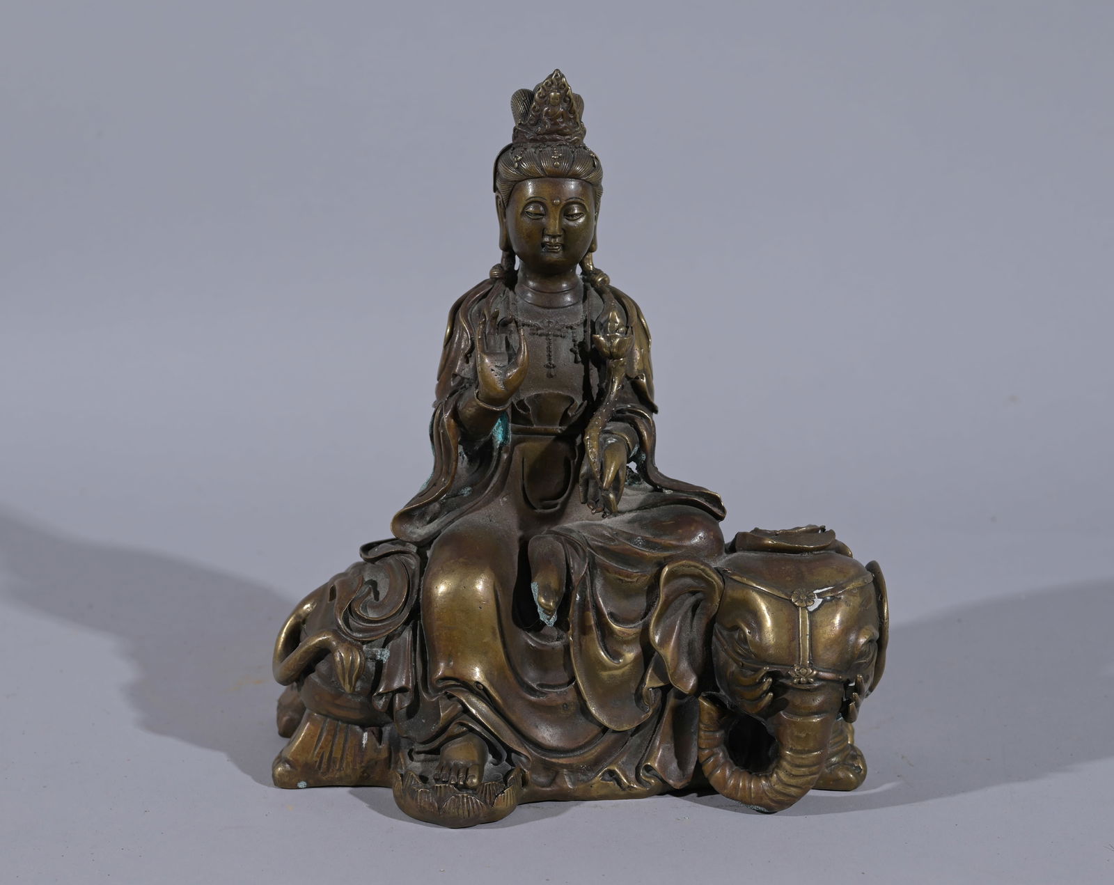 Antique Chinese Bronze Buddha- Samantabhadra (1 of 9)