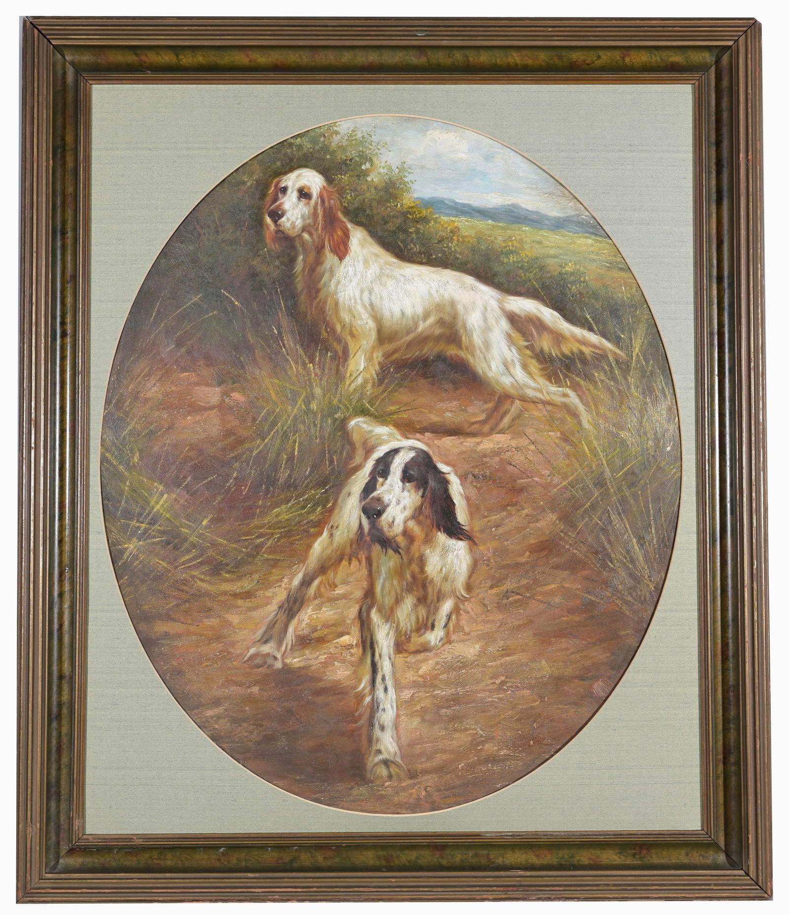 Antique Painting of Two Hunting Dogs (1 of 3)