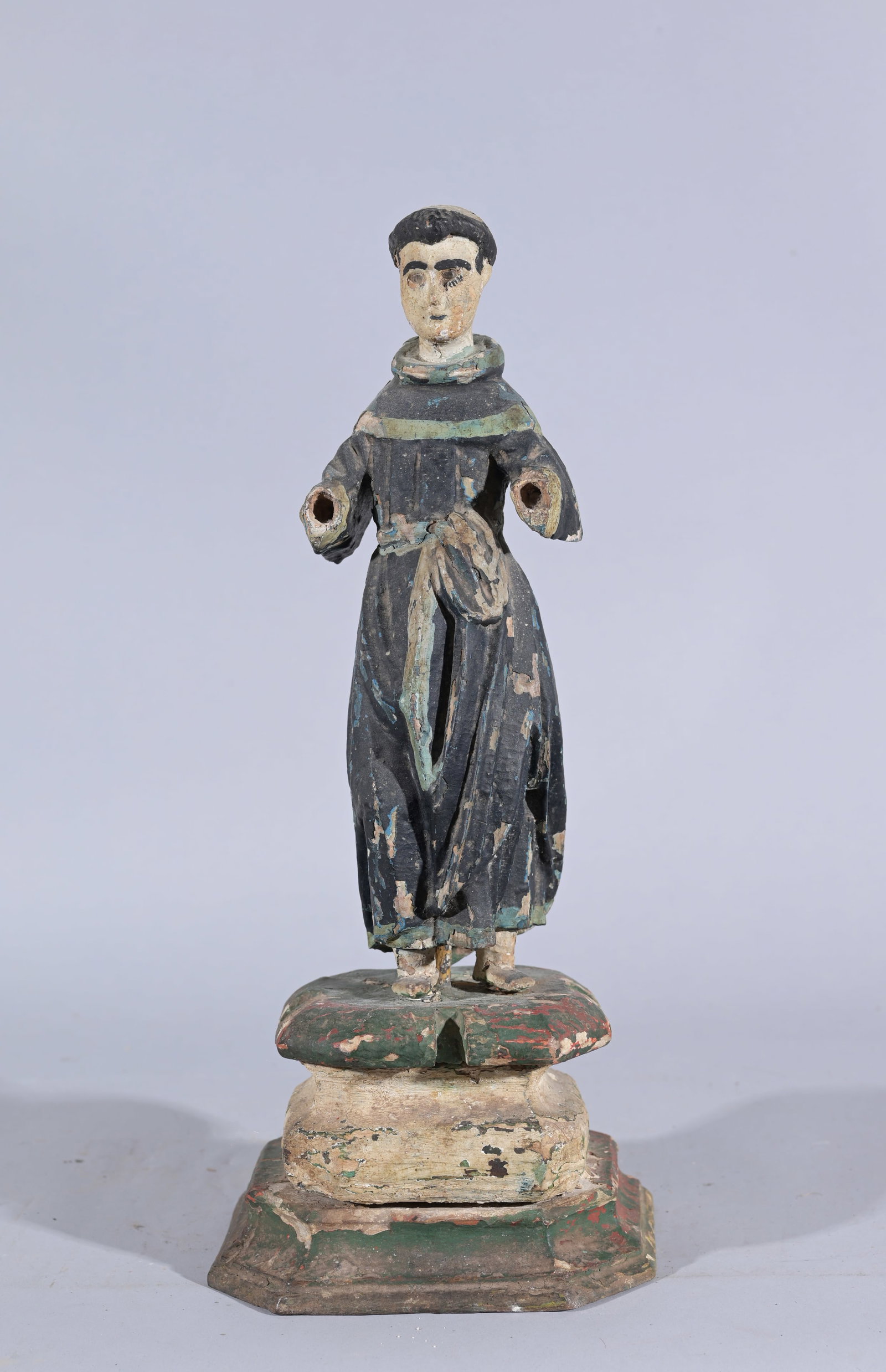 Antique Carved Polytchrome Santos: Antique Carved Polytchrome Santos Height: 16.75 in. - Provenance: this item comes from the private collection of Lou A. and Barbara B. Pritchett. Lou Pritchett was the ex-Vice President of Procter and