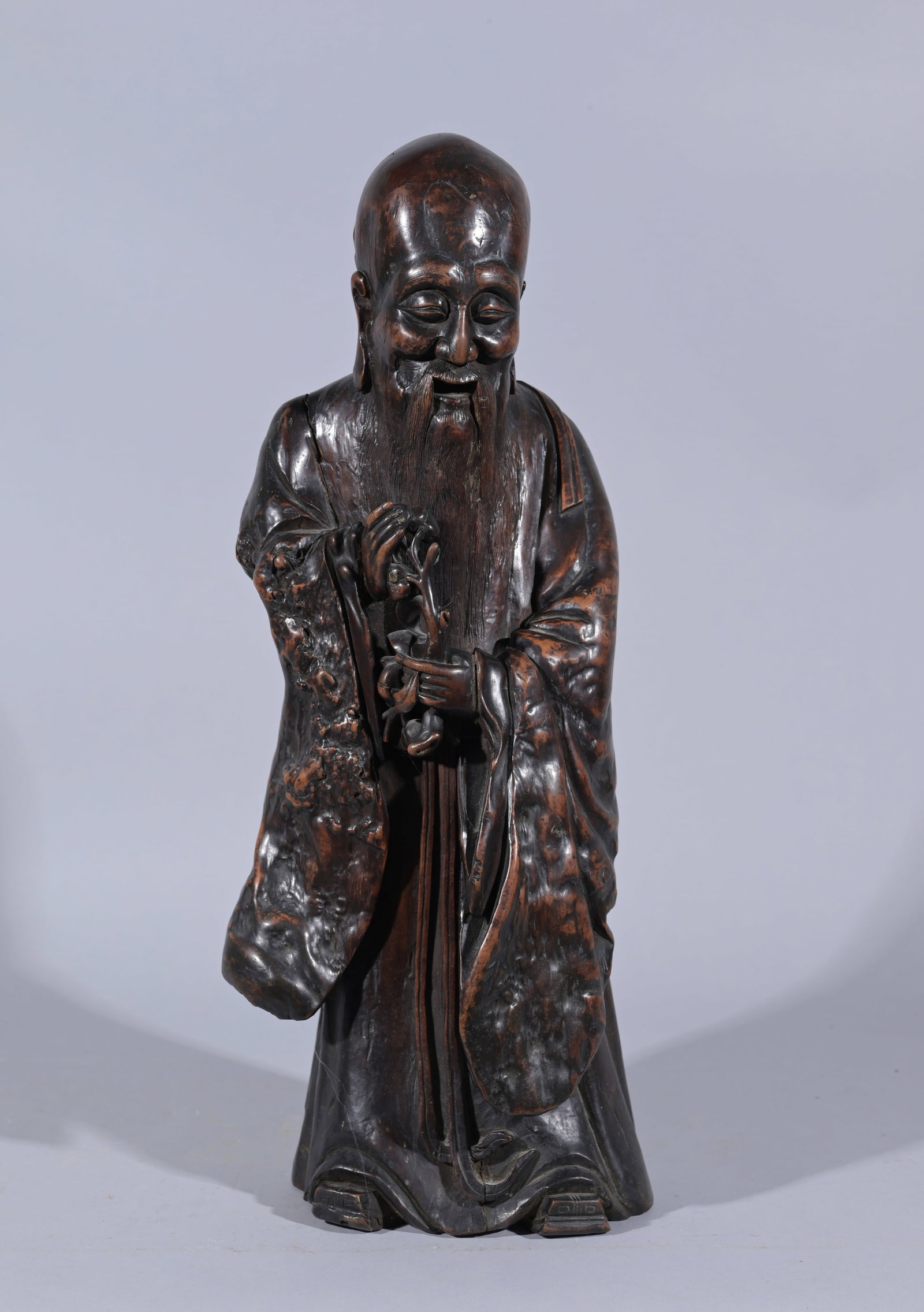 Chinese Carved Exotic Wood Sculpture of Sholao: Chinese Carved Exotic Wood Sculpture of Sholao. Height: 18.75 in. - Provenance: this item comes from the private collection of Lou A. and Barbara B. Pritchett. Lou Pritchett was the ex-Vice President 