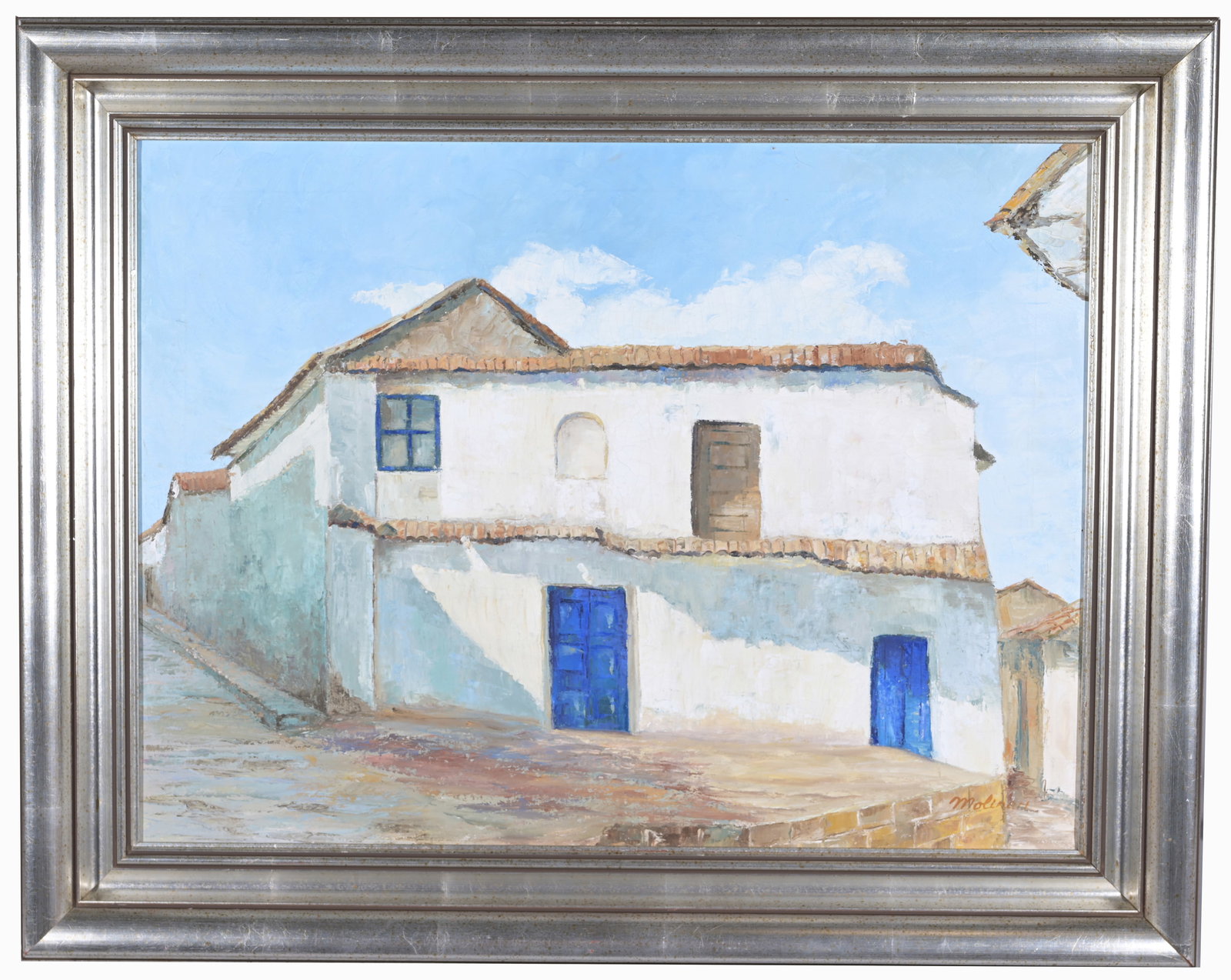 Signed, 20th C. Painting of a Village: Signed, 20th C. Painting of a Village. Oil on board. Signed lower right. Sight Size: 17.5 x 23 in. Overall Framed Size: 24 x 30 in. - Provenance: this item comes from the private collection of Lou A.