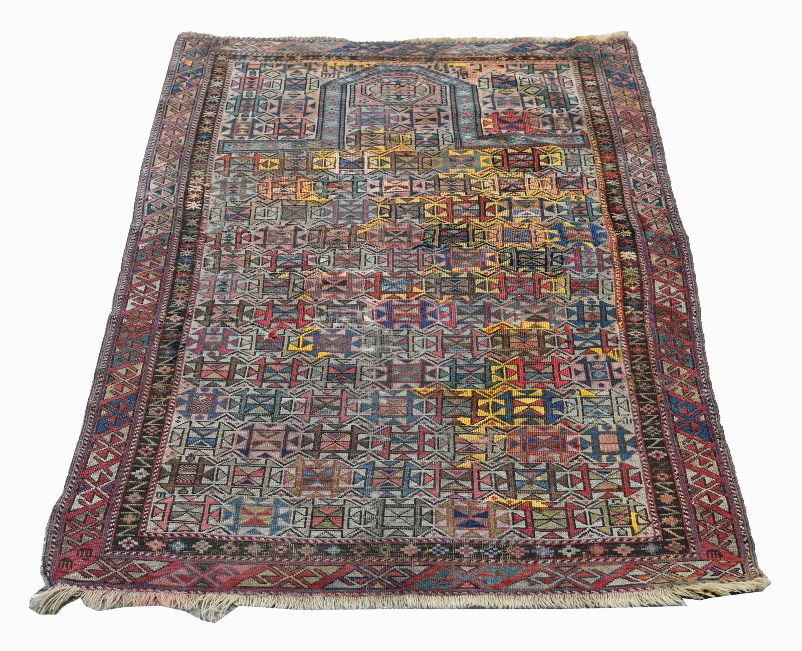 Semi-Antique Caucasian Rug - 5' x 3'5": Semi-Antique Caucasian Rug Size: 60 x 41 in. (5' x 3'5") - Provenance: this item comes from the private collection of Lou A. and Barbara B. Pritchett. Lou Pritchett was the ex-Vice President of Procte