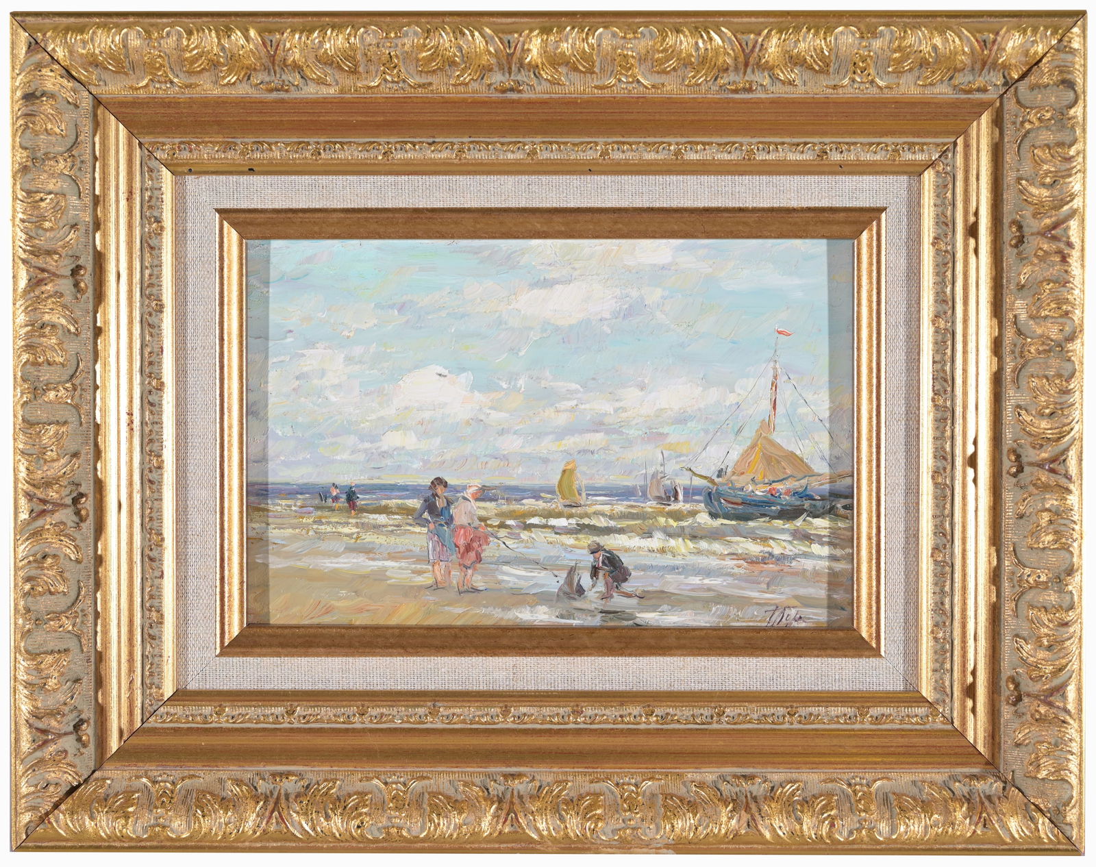 Russian School, Coastal Painting with Figures (1 of 4)