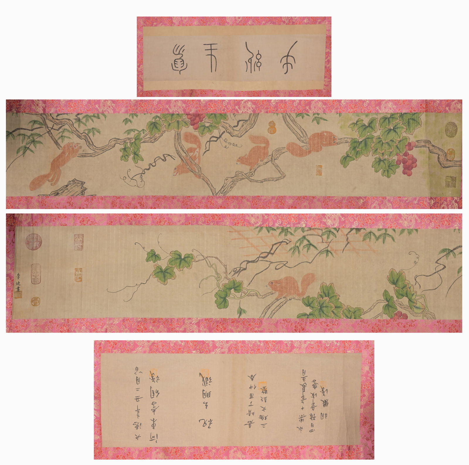 Large Hand Painted Chinese Scroll, Gold Seals (1 of 16)
