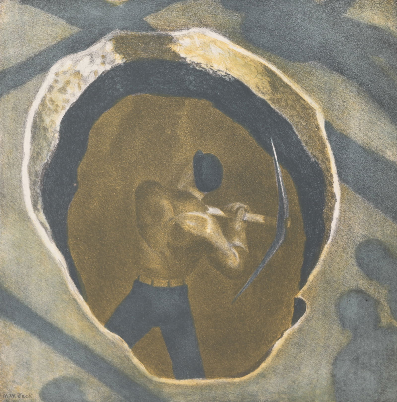 Mabel W. Jack (1899-1975) WPA Lithograph: Mabel W. Jack (1899-1975) WPA Lithograph Depicting a Miner. Image Size: 11 x 11 in. Sheet size: 16 x 13 in. Unframed.