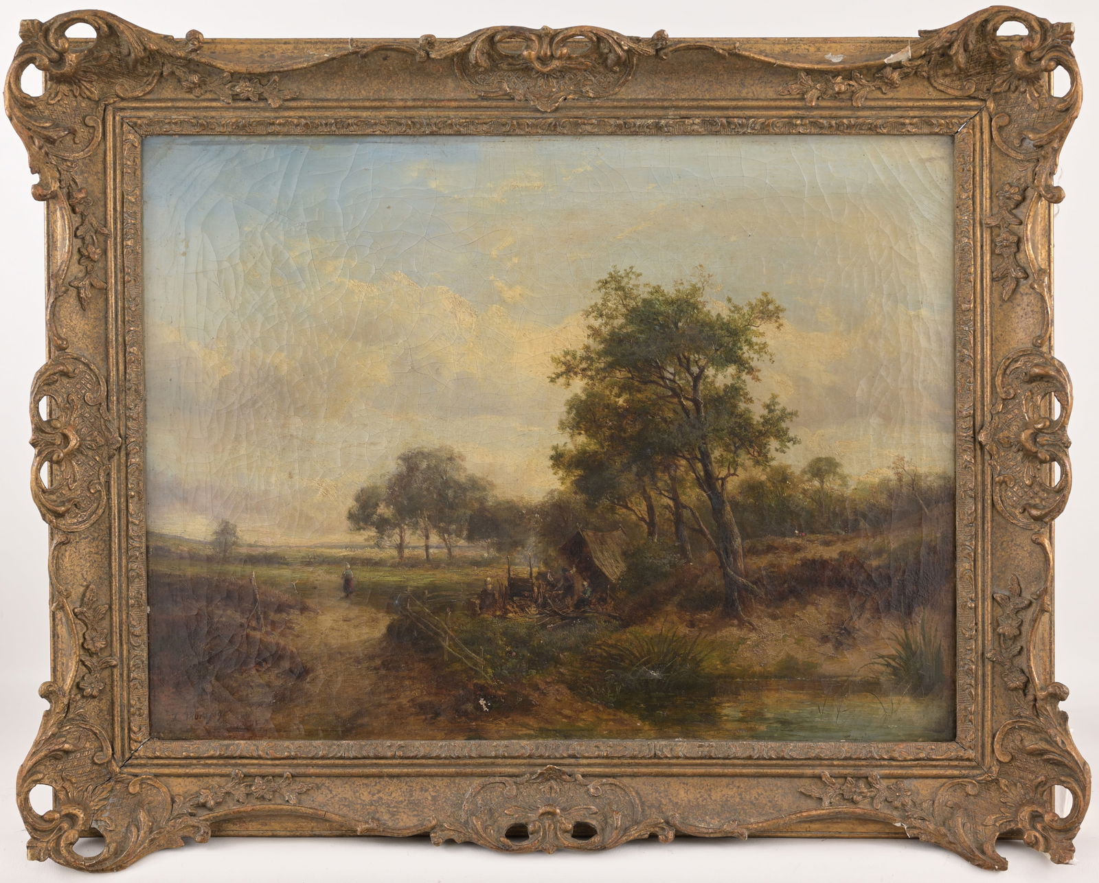 Joseph Thors (UK, c.1835 - 1900): Joseph Thors (United Kingdom, England, France, c.1835 - 1900) European Countryside. Oil on canvas. Signed lower left. Christie's labels verso. Sight Size: 18 x 24 in. Overall Framed Size: 23.5 x 29 in