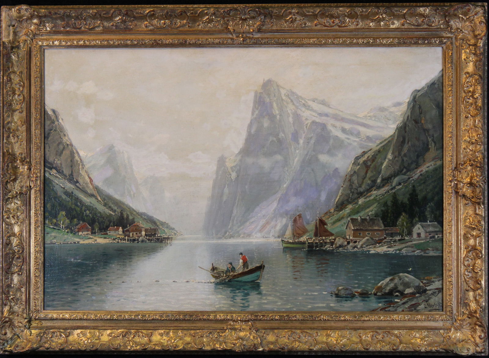 Signed, European School Mountain River Landscape (1 of 4)