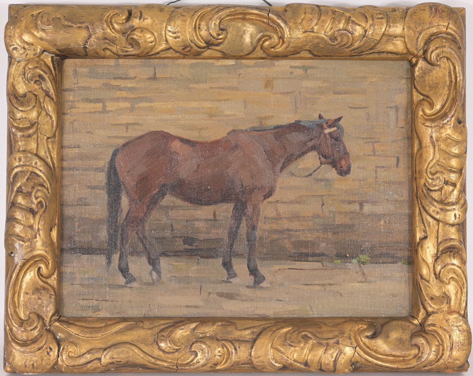 Arthur Wardle (British, 1864 - 1949): Arthur Wardle (British, 1864 - 1949) Oil on Canvas laid on Board. Signed lower left. Old label verso. Sight Size: 13 x 16 in. Overall Framed Size: 15.5 x 19.5 in.