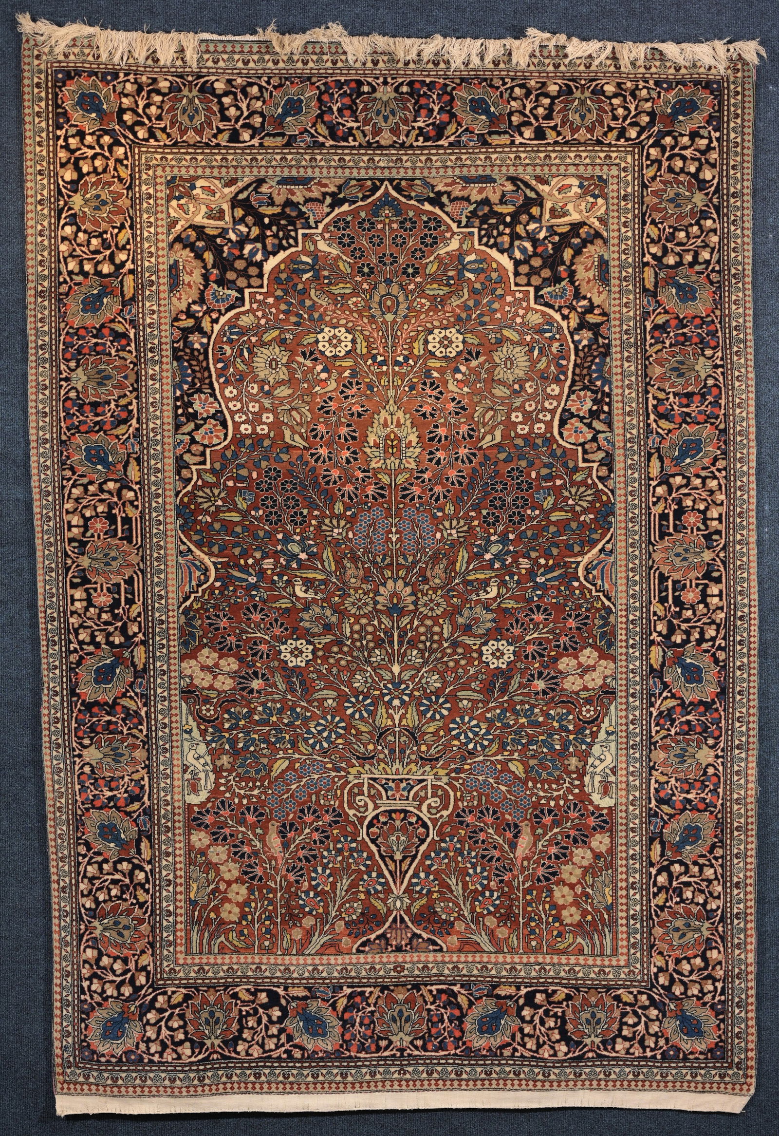 Antique Mohtasham Keshan Prayer Rug - 6'4" x 4'5" (1 of 20)