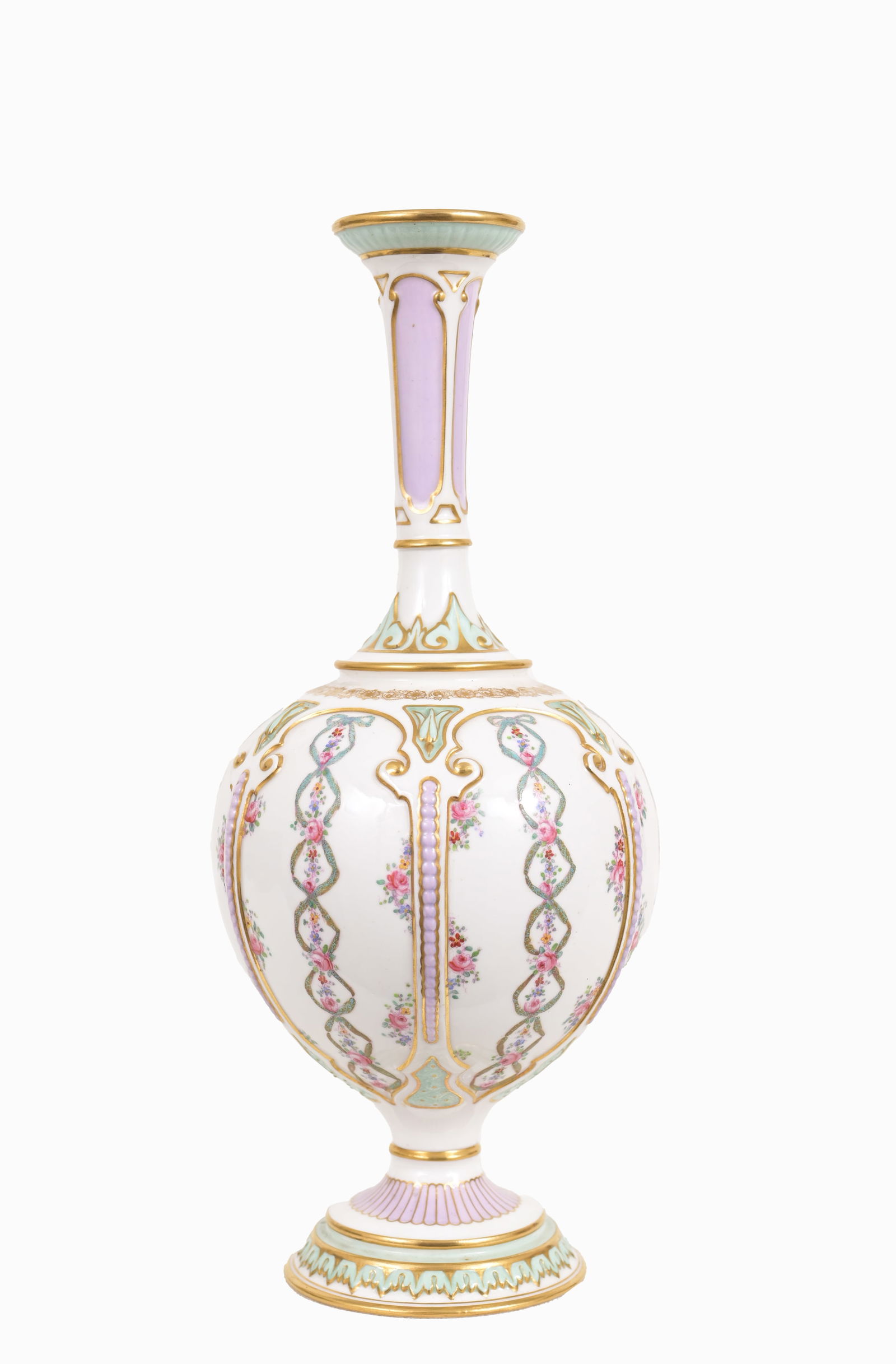 Royal Worcester Gilded Polychrome Porcelain Vase (1 of 7)