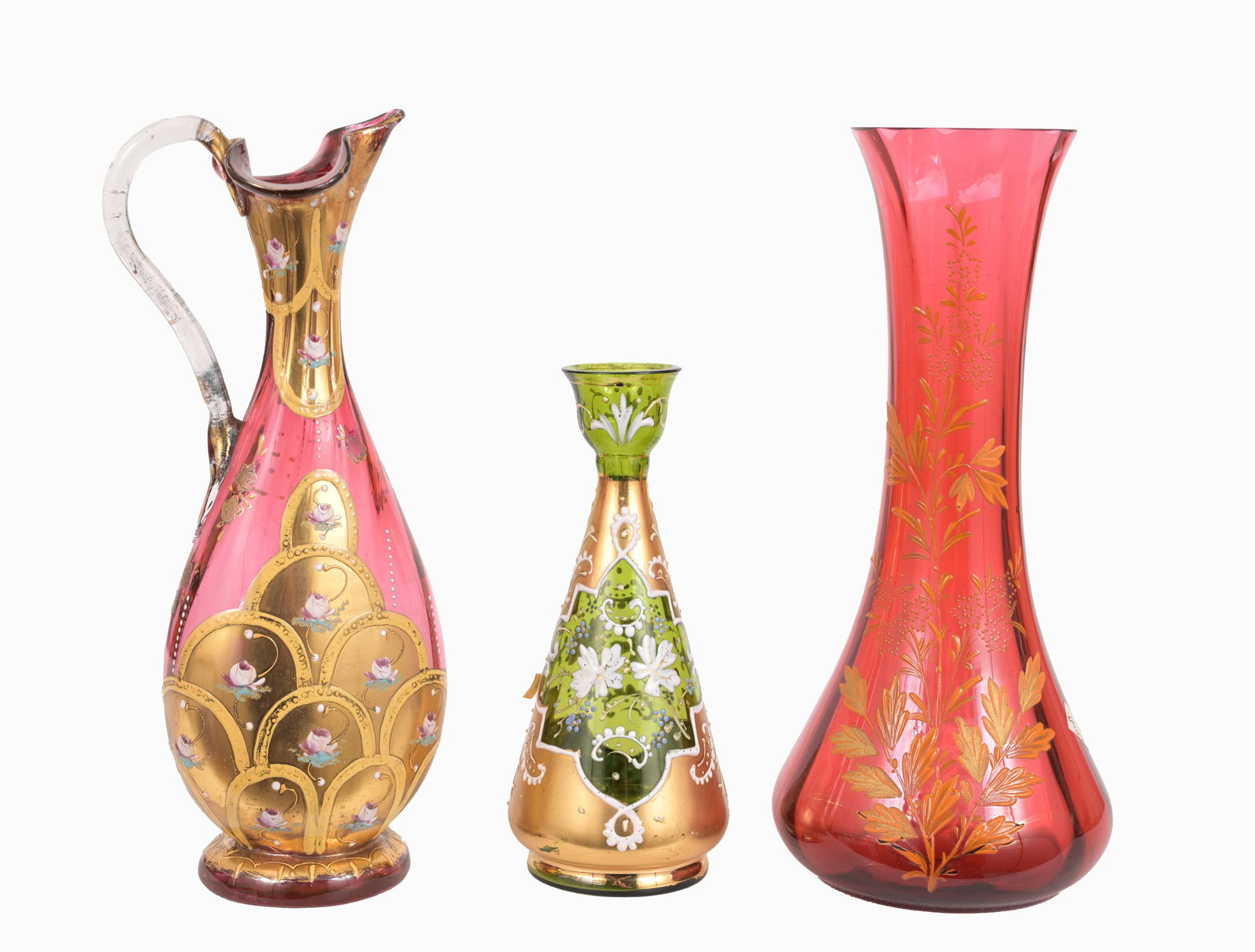 (3) Antique Glass Articles, Two Moser. (1 of 8)