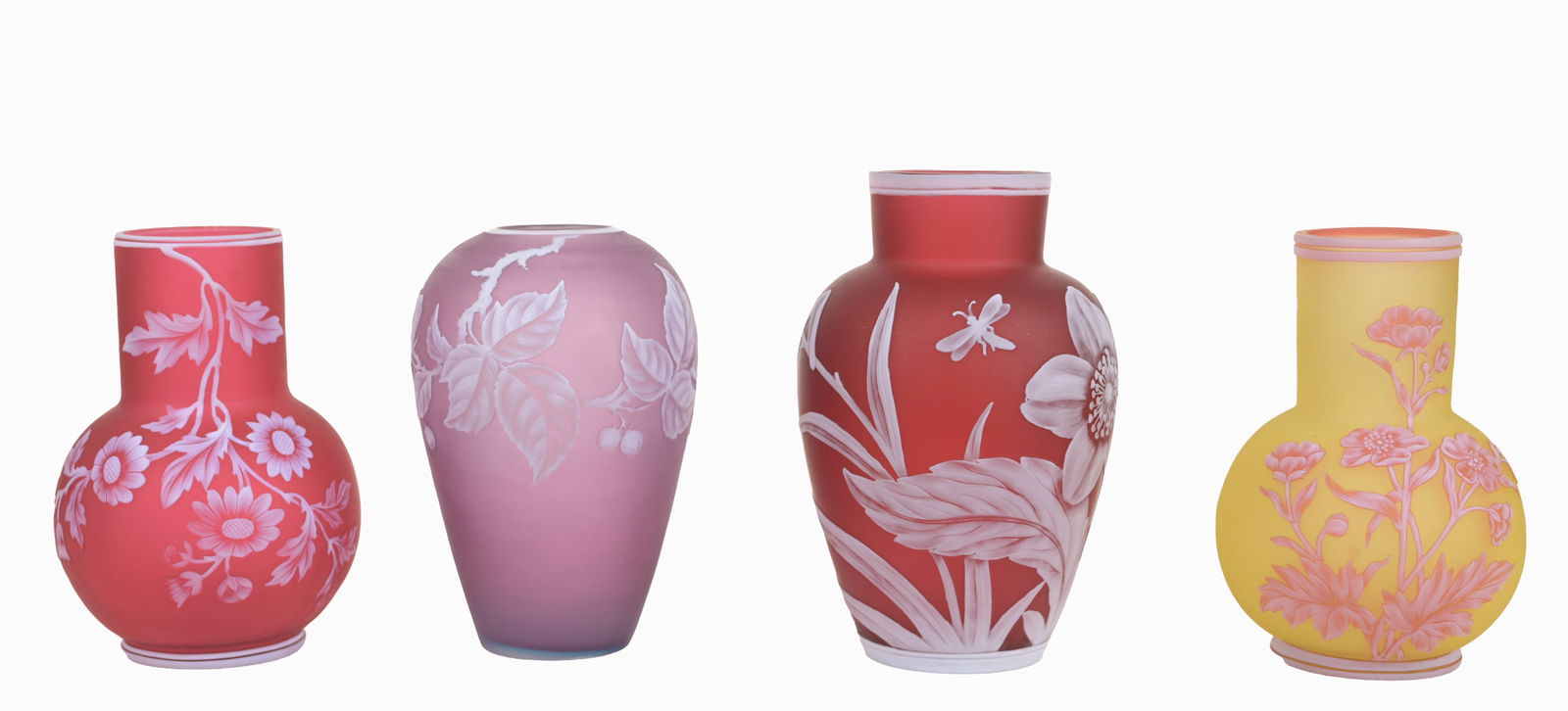 (4) Webb Cameo Glass Vases (1 of 8)