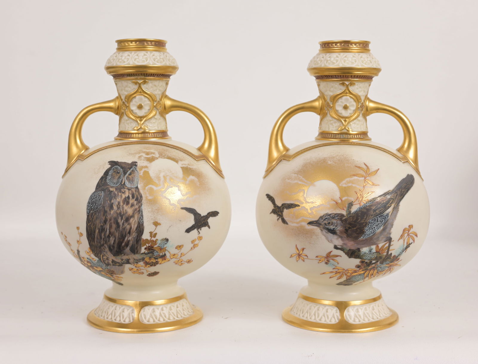 (2) Royal Worcester Gilded Porcelain Vases (1 of 11)