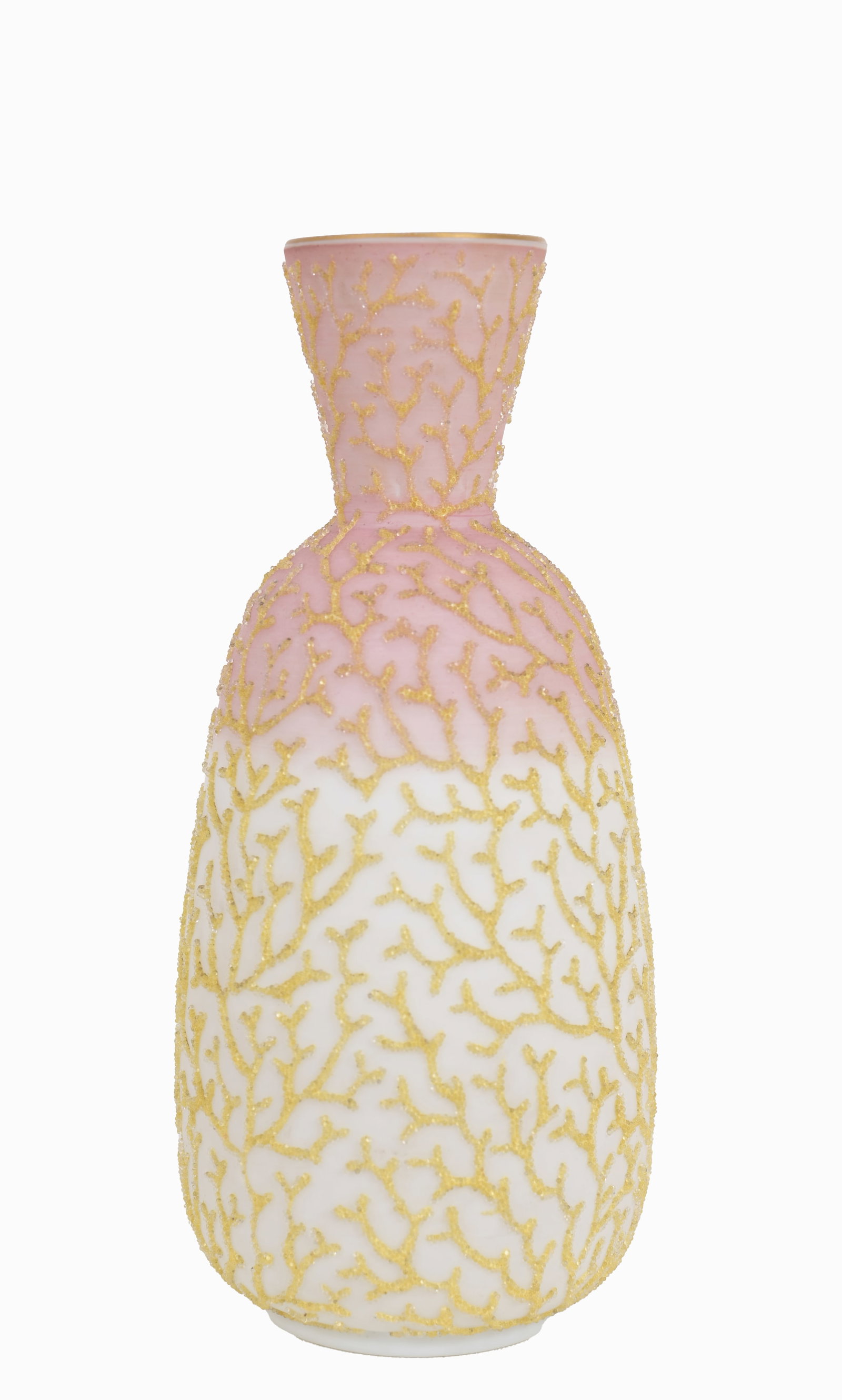 Coralene Satin Glass Vase: Coralene Satin Glass Vase Height: 9.25 in.