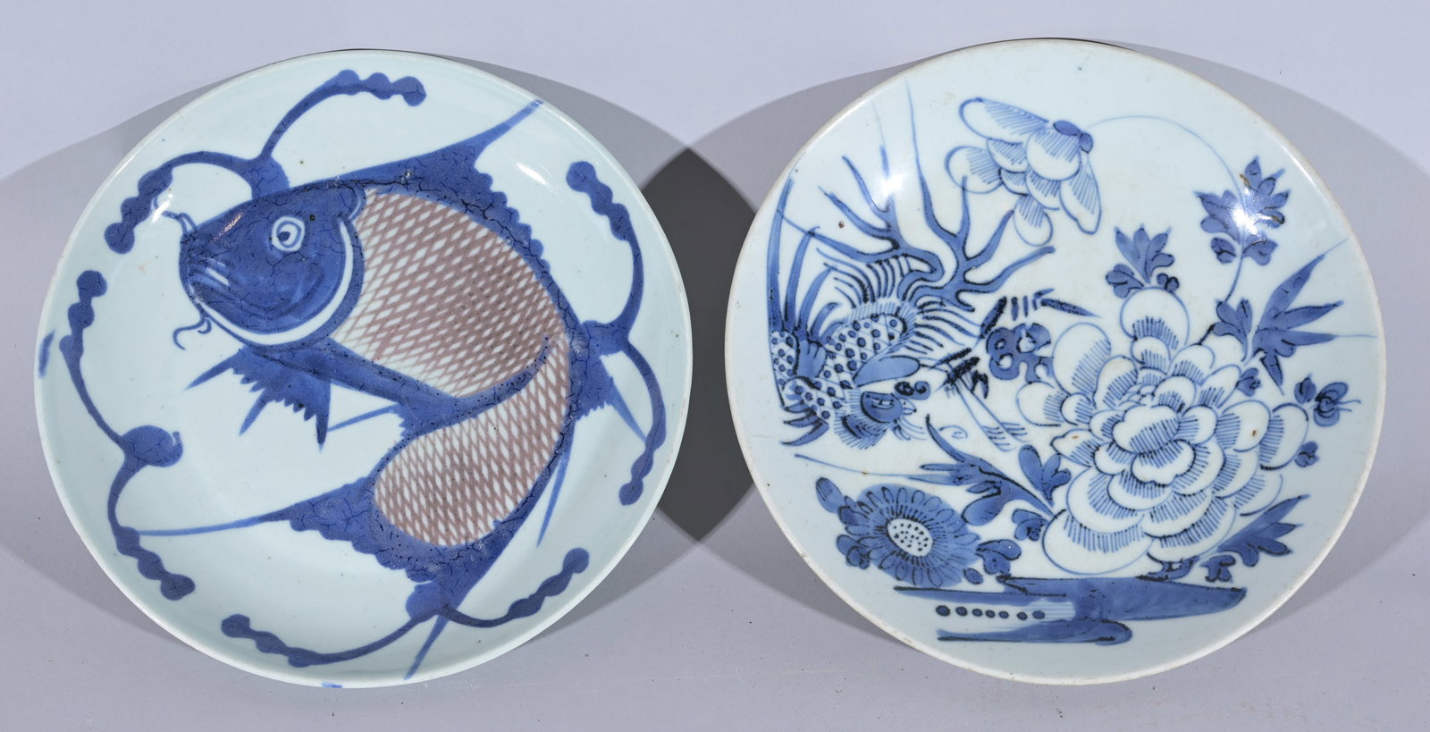 (2) Blue & White Asian Porcelain Dishes: (2) Blue & White Asian Porcelain Dishes Diameter: 10 in.