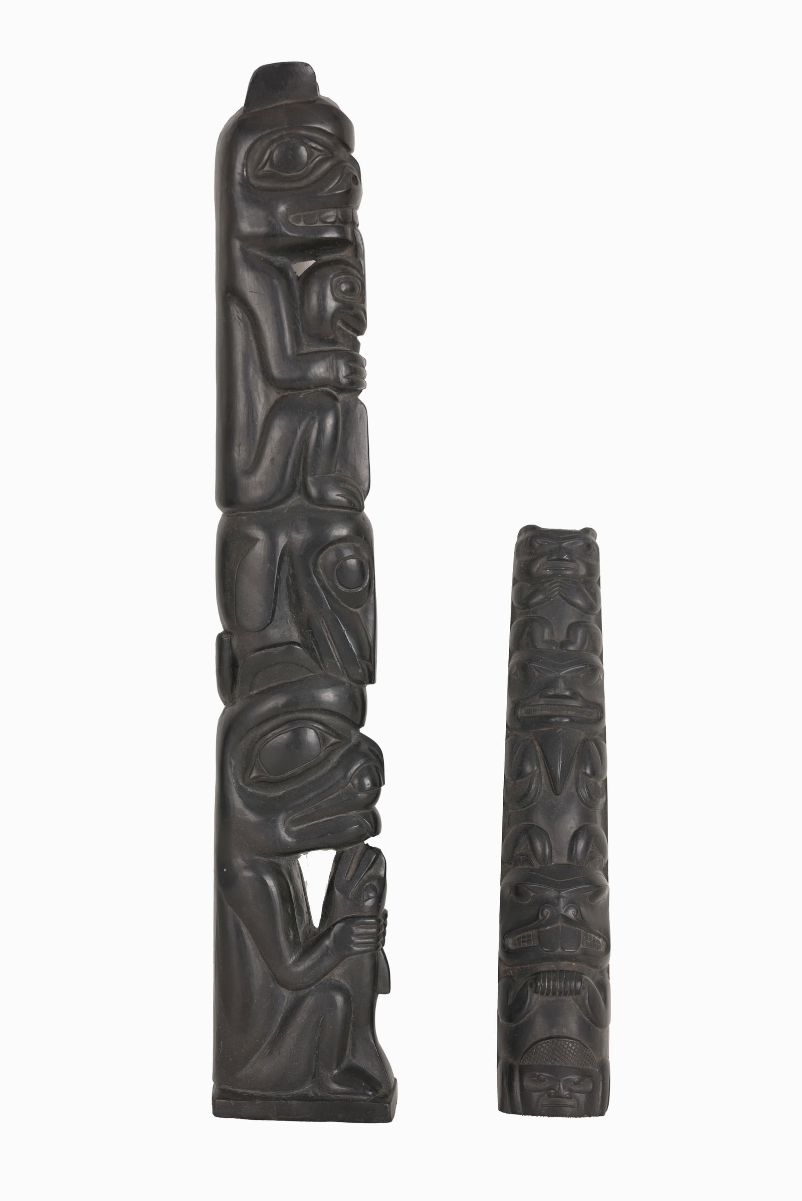 (2) Carved Argillite Haida Totem Figural Articles (1 of 12)