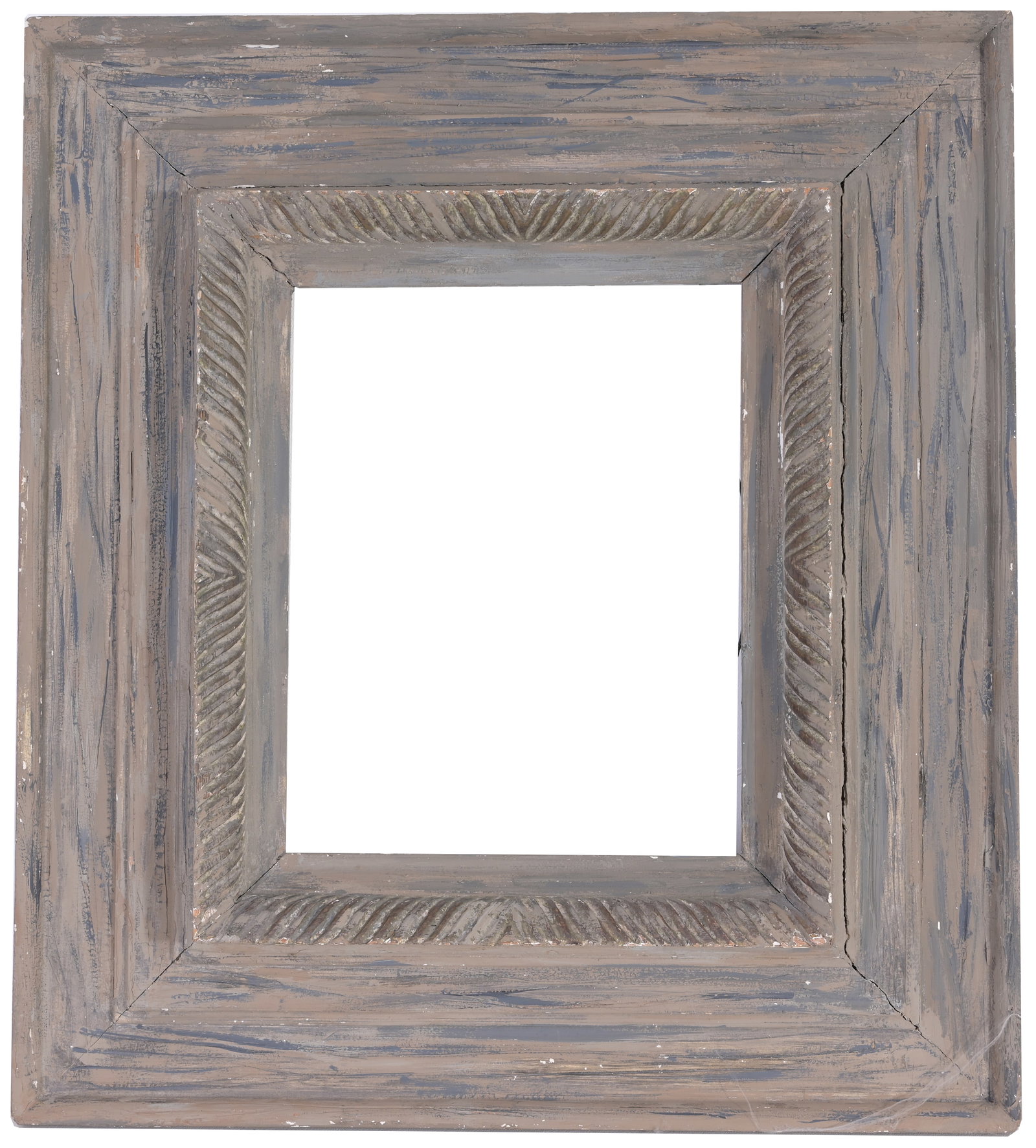 20th C. Modernist Frame: 20th C. Modernist Wood Frame. Rabbet size: 10.75 x 8.75 in. Overall Framed Size: 19.5 x 17.5 in.