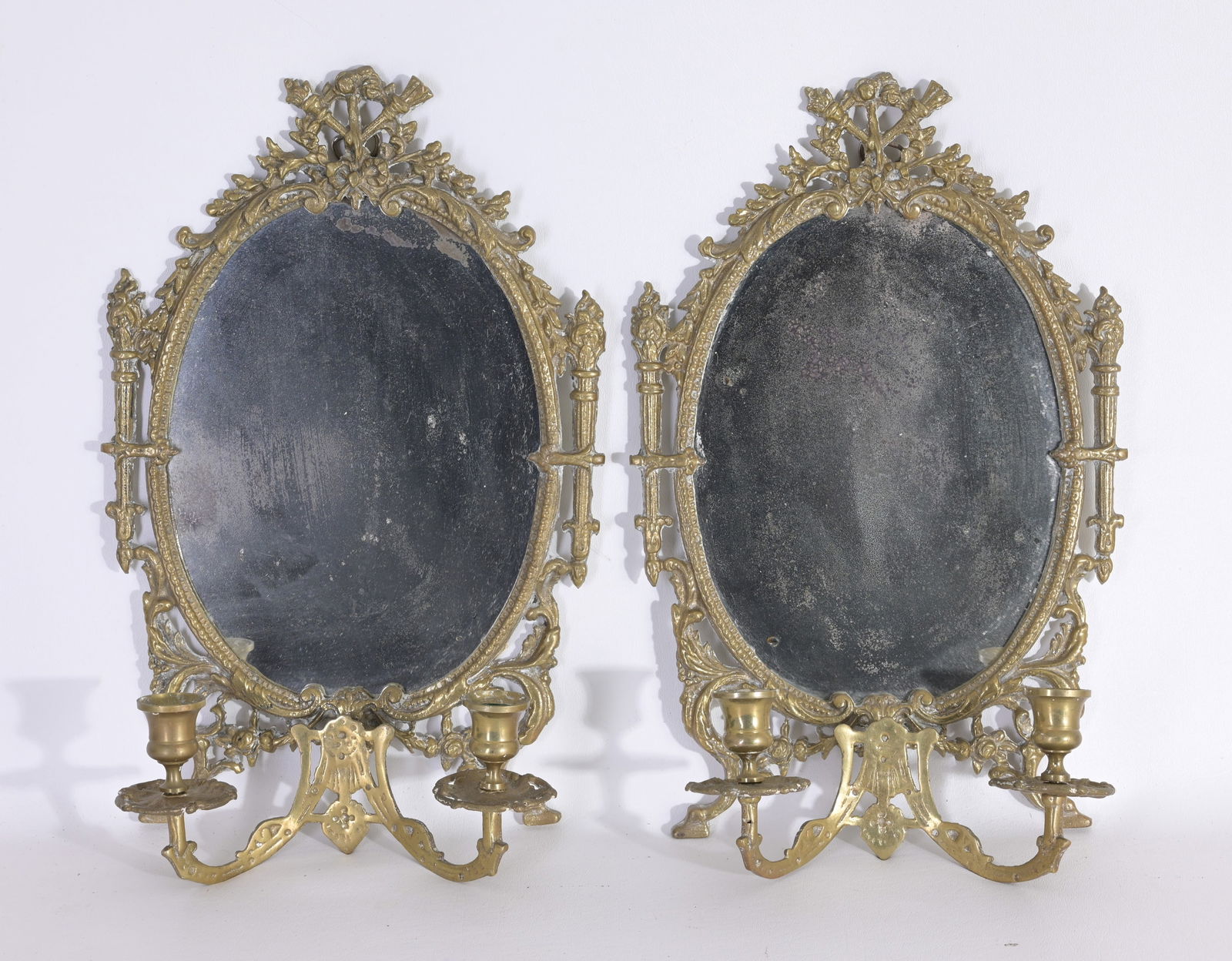 Pair of Mirrored Brass Sconces (1 of 6)