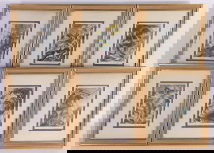 (6) Don Freeman Signed Colored Lithographs: Don Freeman (American, 1908-1978) (6) Assorted Colored Lithographs Each pencil signed lower margin. Image Sizes: 5.75 x 3.75 in. Overall Framed Sizes: 12 x 10 in. All framed behind glass.